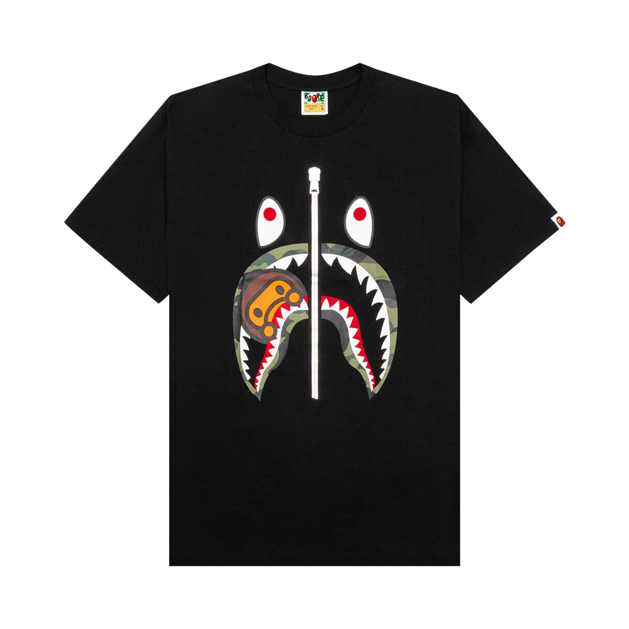 Pre-owned Bape 1st Camo Milo Shark Tee 'black/green'
