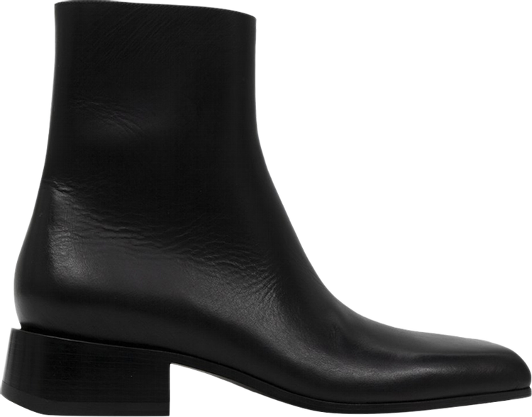 Balenciaga Square Toe Leather Ankle Boot 'Black'