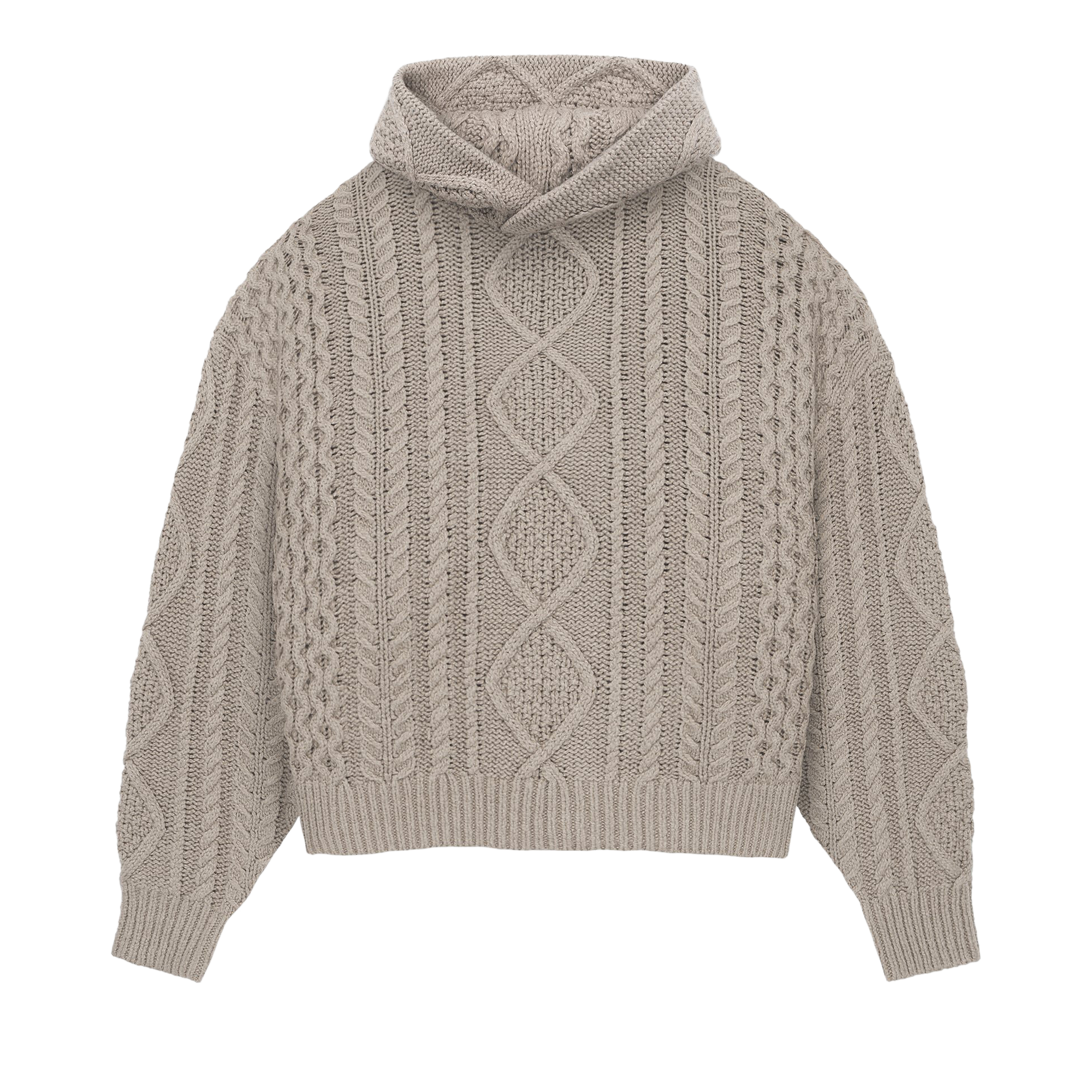 Pre-owned Essentials Fear Of God  Cable Knit Hoodie 'core Heather' In Brown