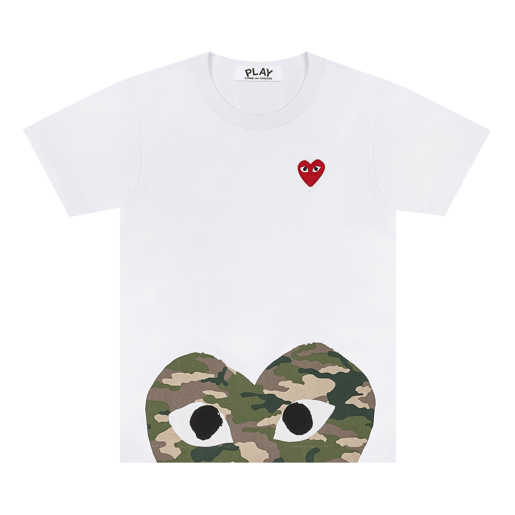 Pre-owned Comme Des Garçons Play Camouflage Half-heart T-shirt 'white'