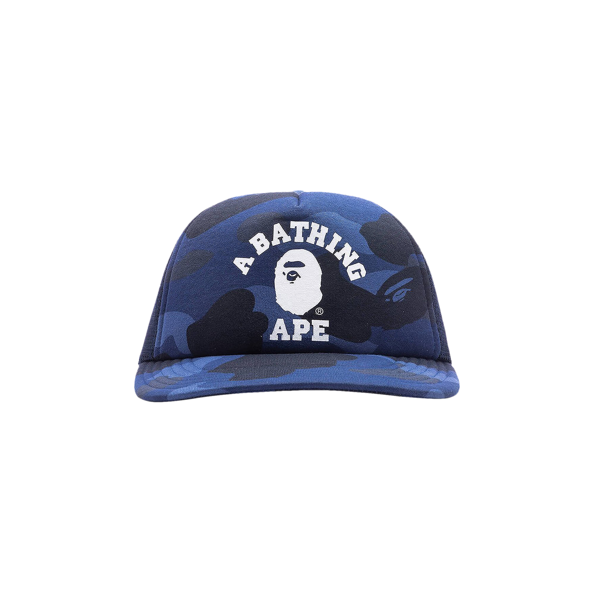 Pre-owned Bape Color Camo College Mesh Cap 'navy' In Blue