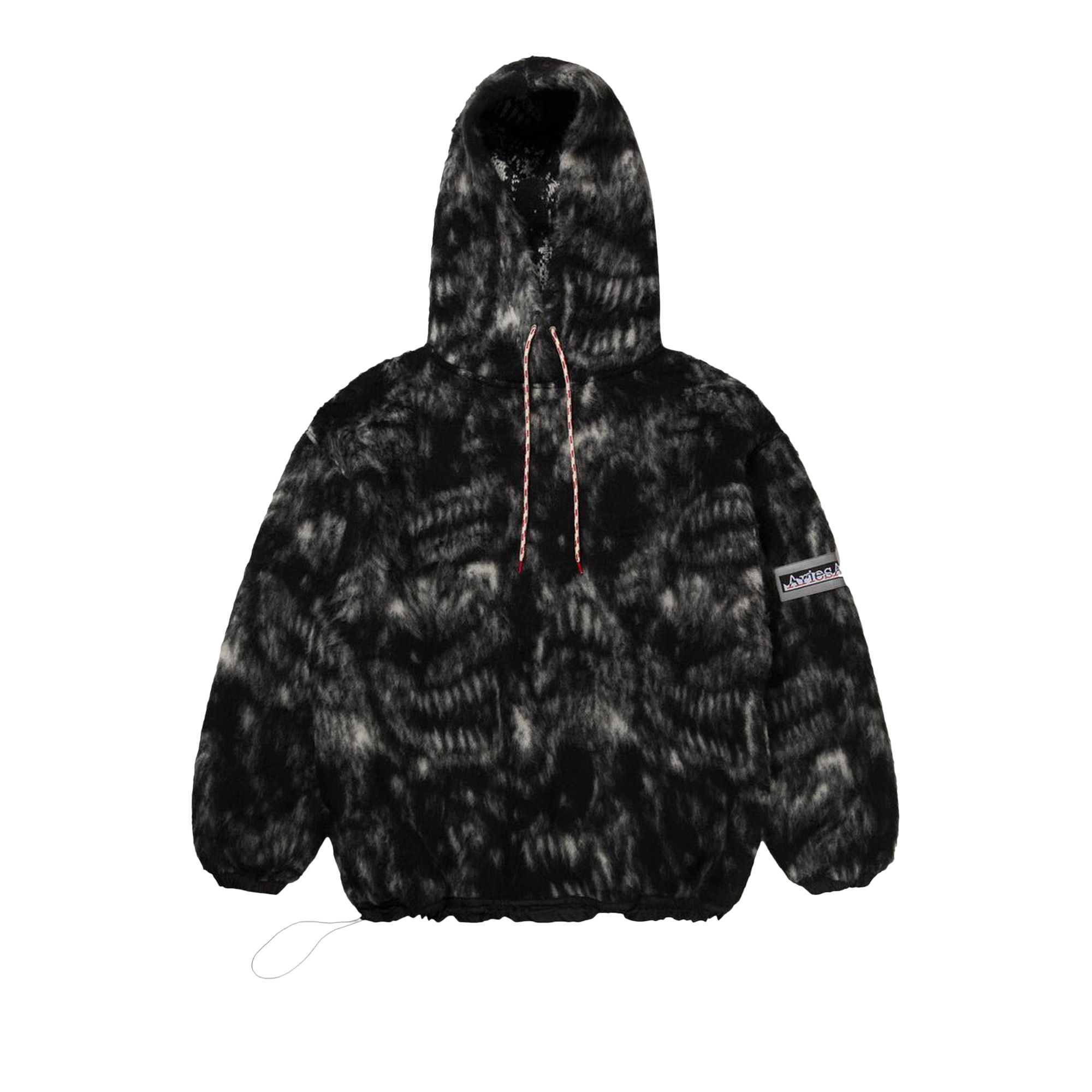 Pre-owned Aries Oversized Monster Fleece Hoodie 'black'