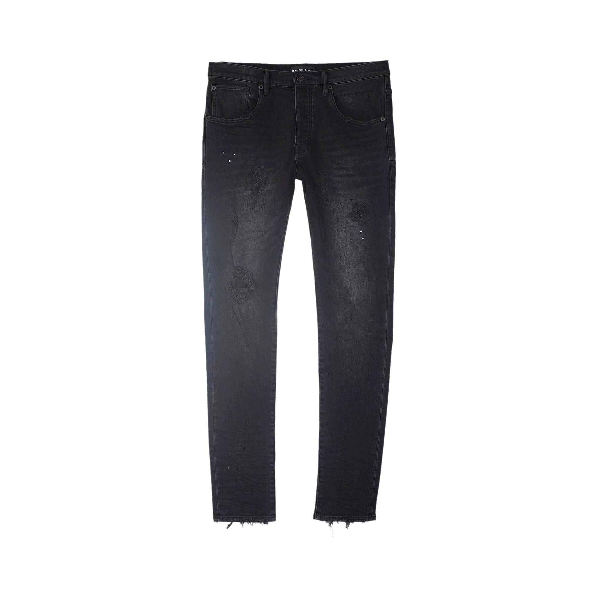 Click to view more detailed imagery on our partner's website Pre-owned Purple Brand Resin Repair Mid Rise Slim Jean 'black'