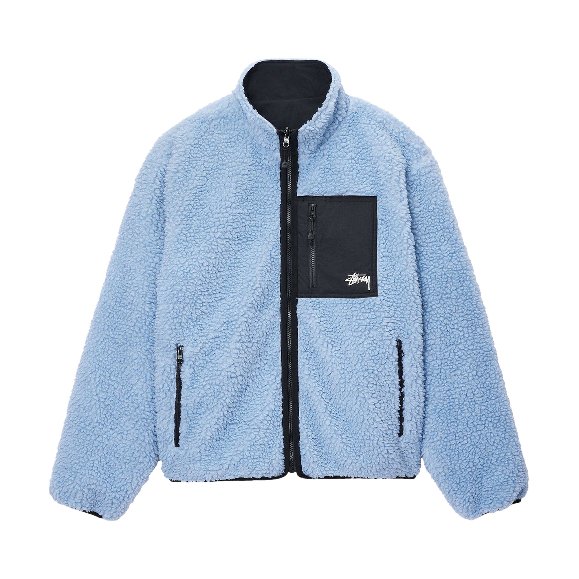 Pre-owned Stussy Sherpa Reversible Jacket 'light Denim' In Blue