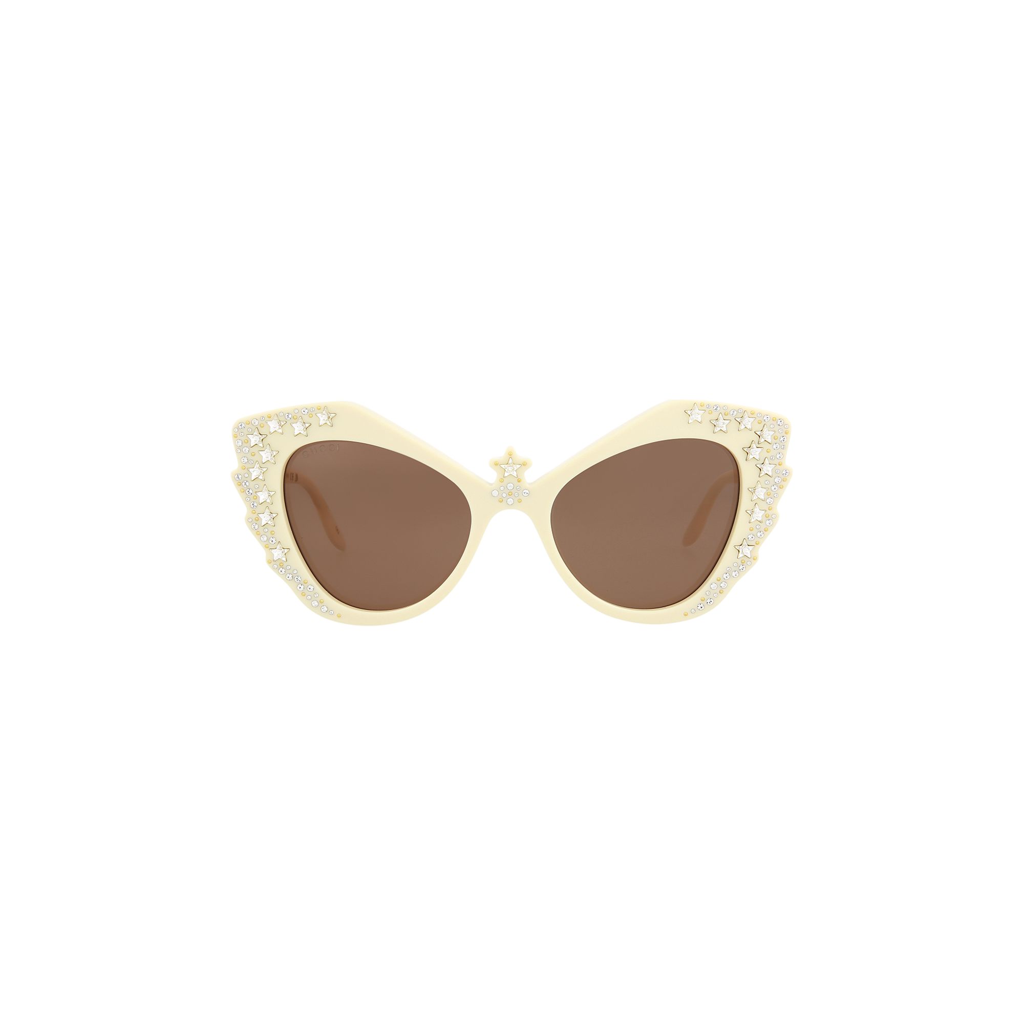 Pre-owned Gucci Cat Eye Sunglasses 'ivory/brown' In Cream