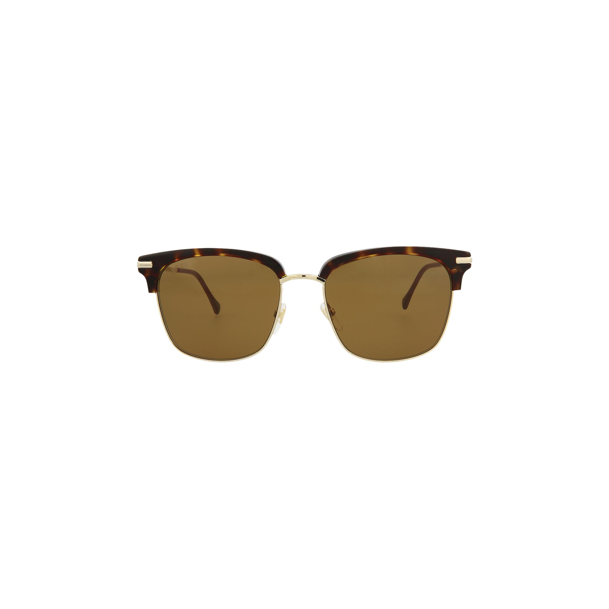 Gucci Half Rim Square Sunglasses 'Havana/Gold/Brown' | Men's Size Onesize