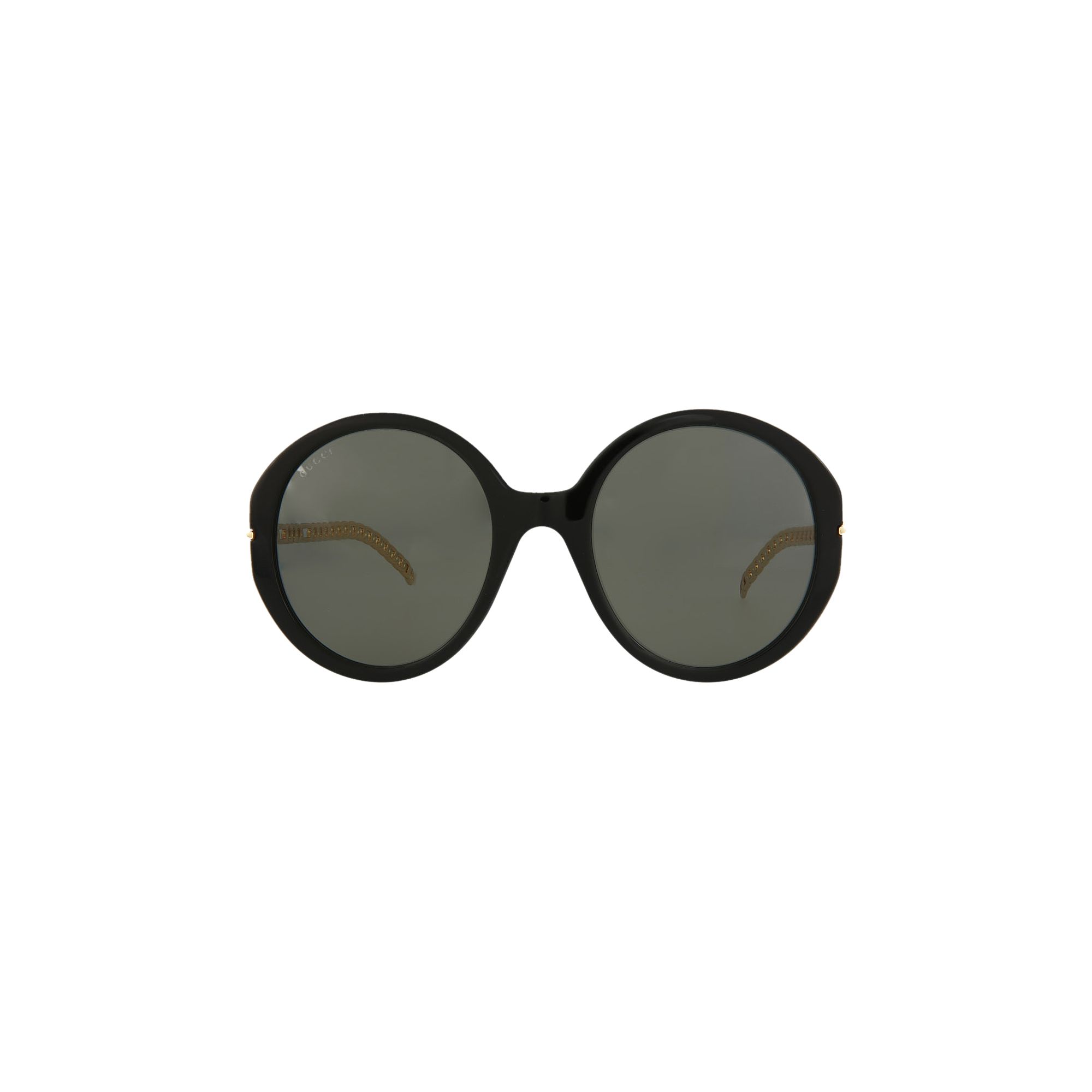 Pre-owned Gucci Round Frame Sunglasses 'black/gold/grey'