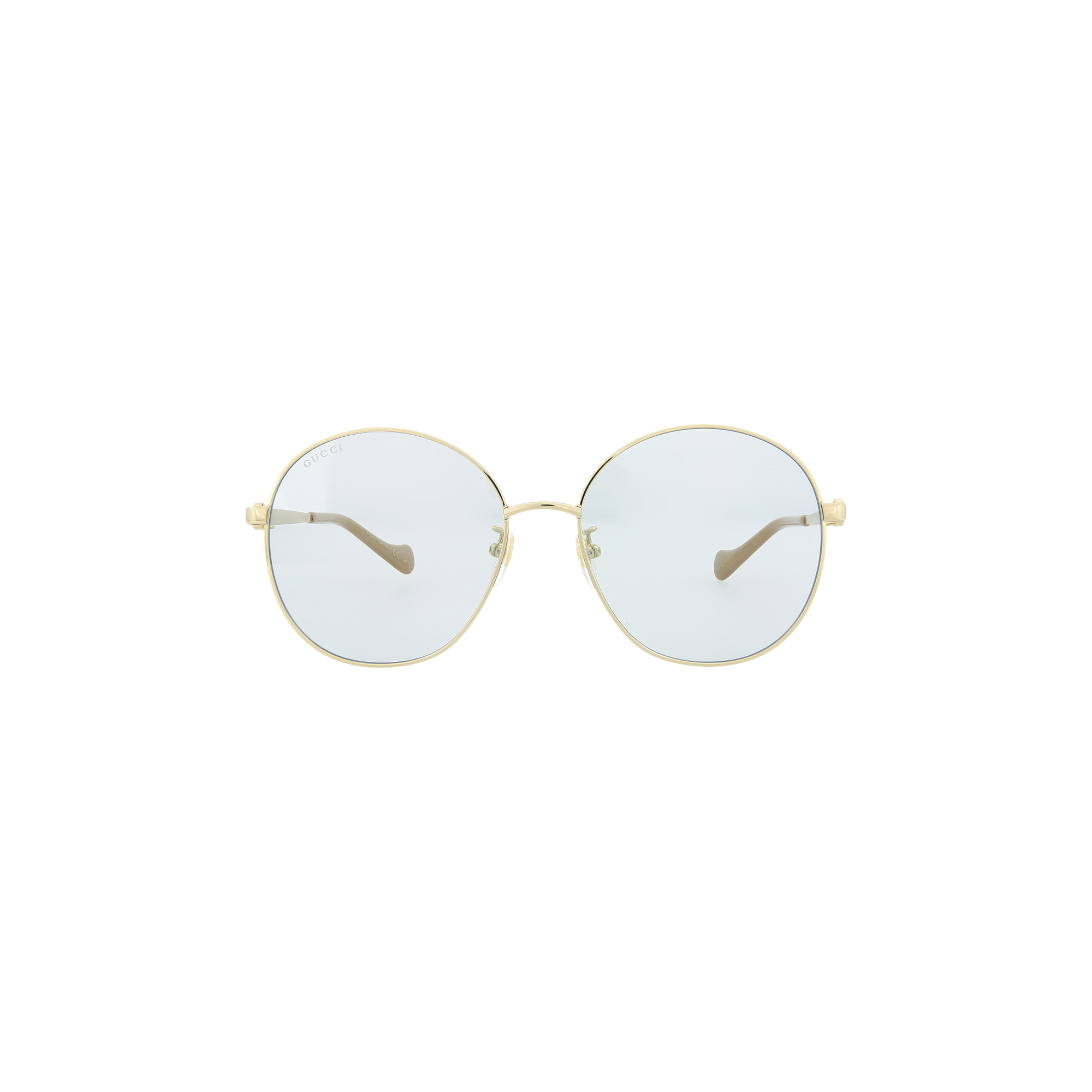 Pre-owned Gucci Round Frame Sunglasses 'gold/light Blue'