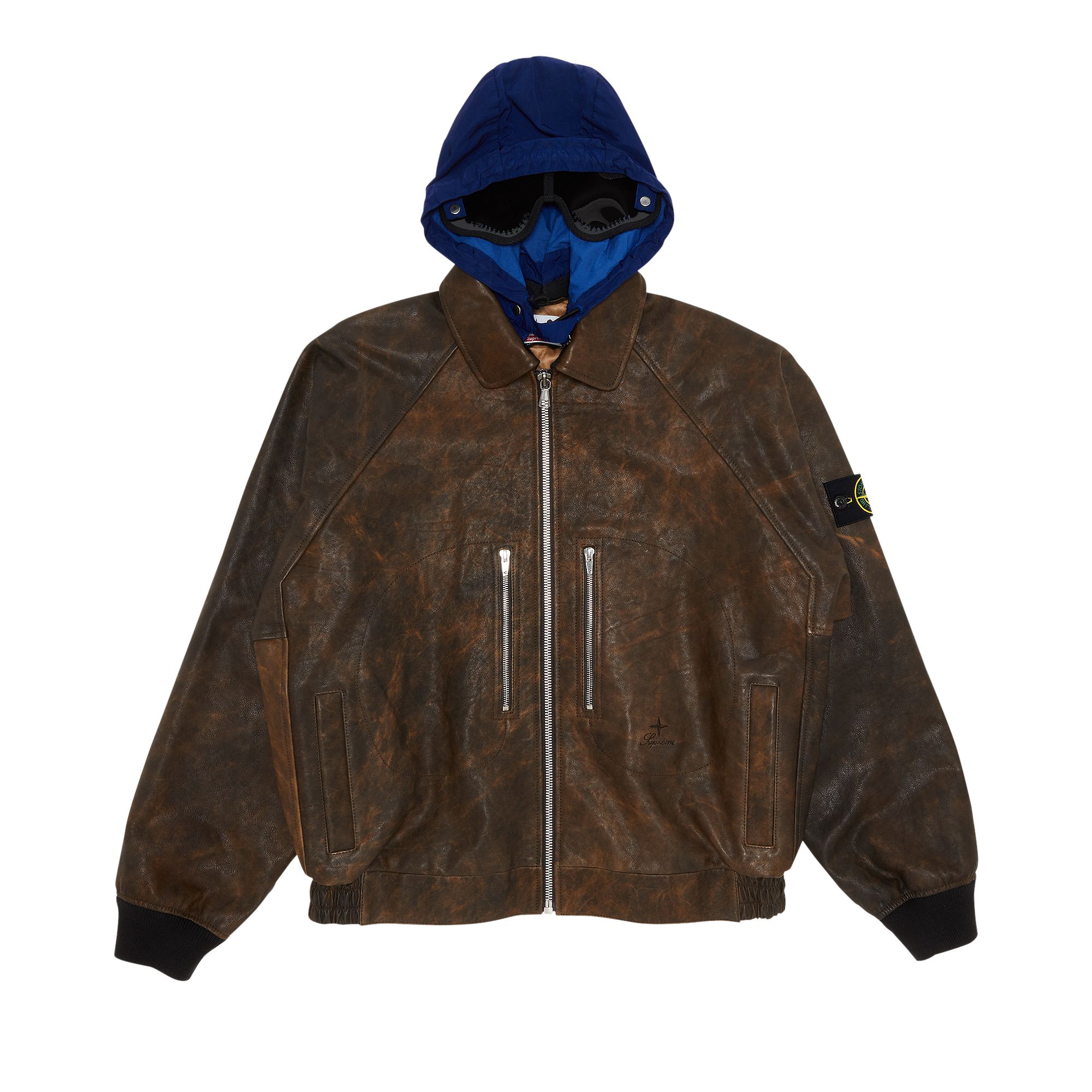 Supreme x Stone Island Leather Bomber Jacket 'Brown' | Men's Size L