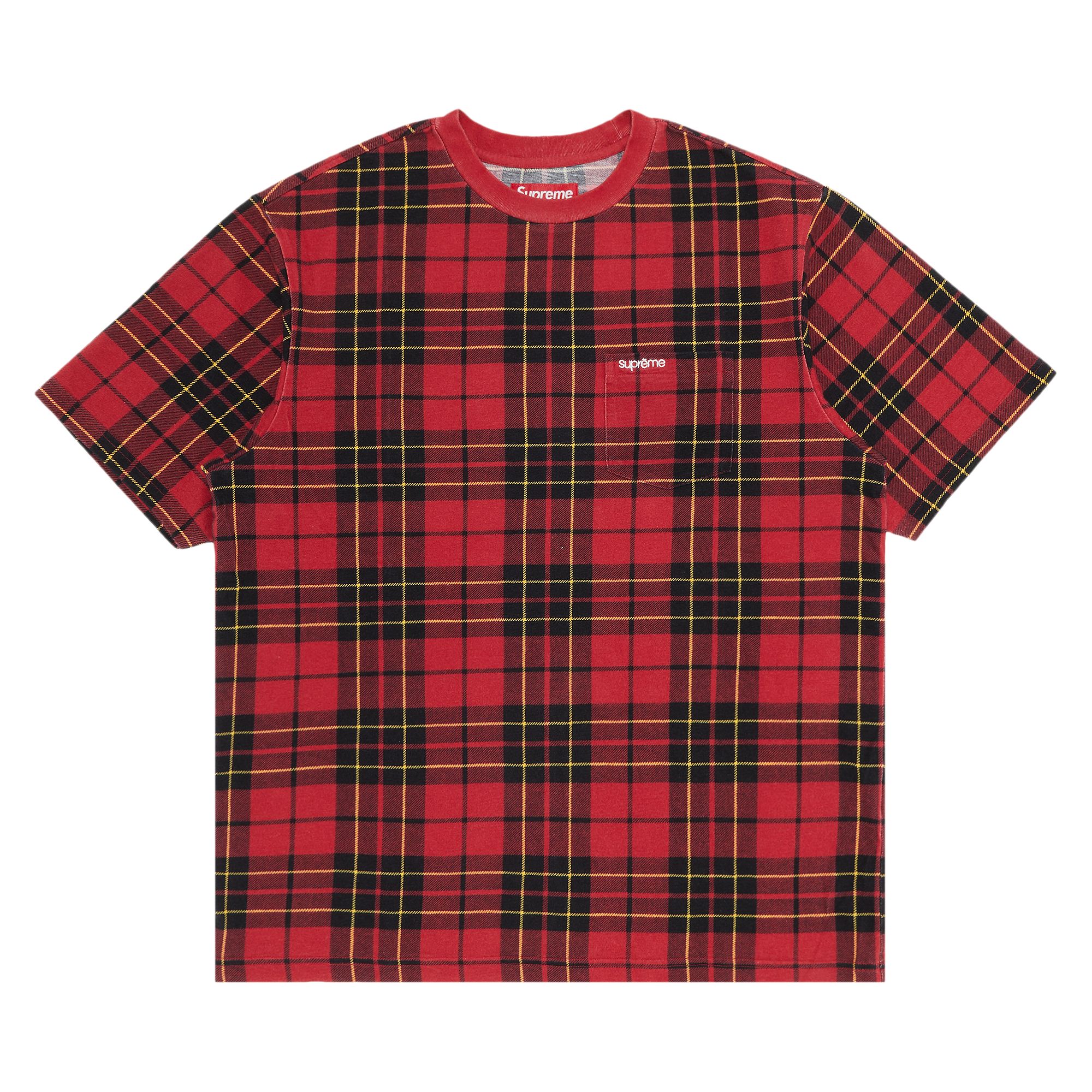 Supreme Short-Sleeve Pocket Tee 'Plaid' | Red | Men's Size L