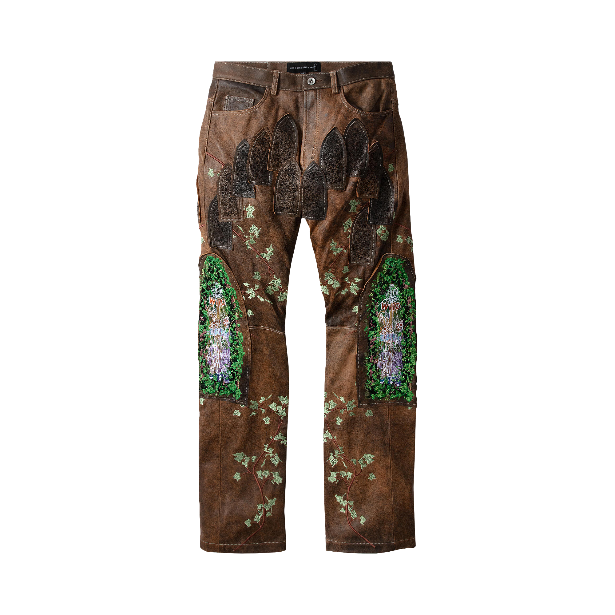 Pre-owned Who Decides War Garden Glass Patched Pant 'chesnut' In Brown