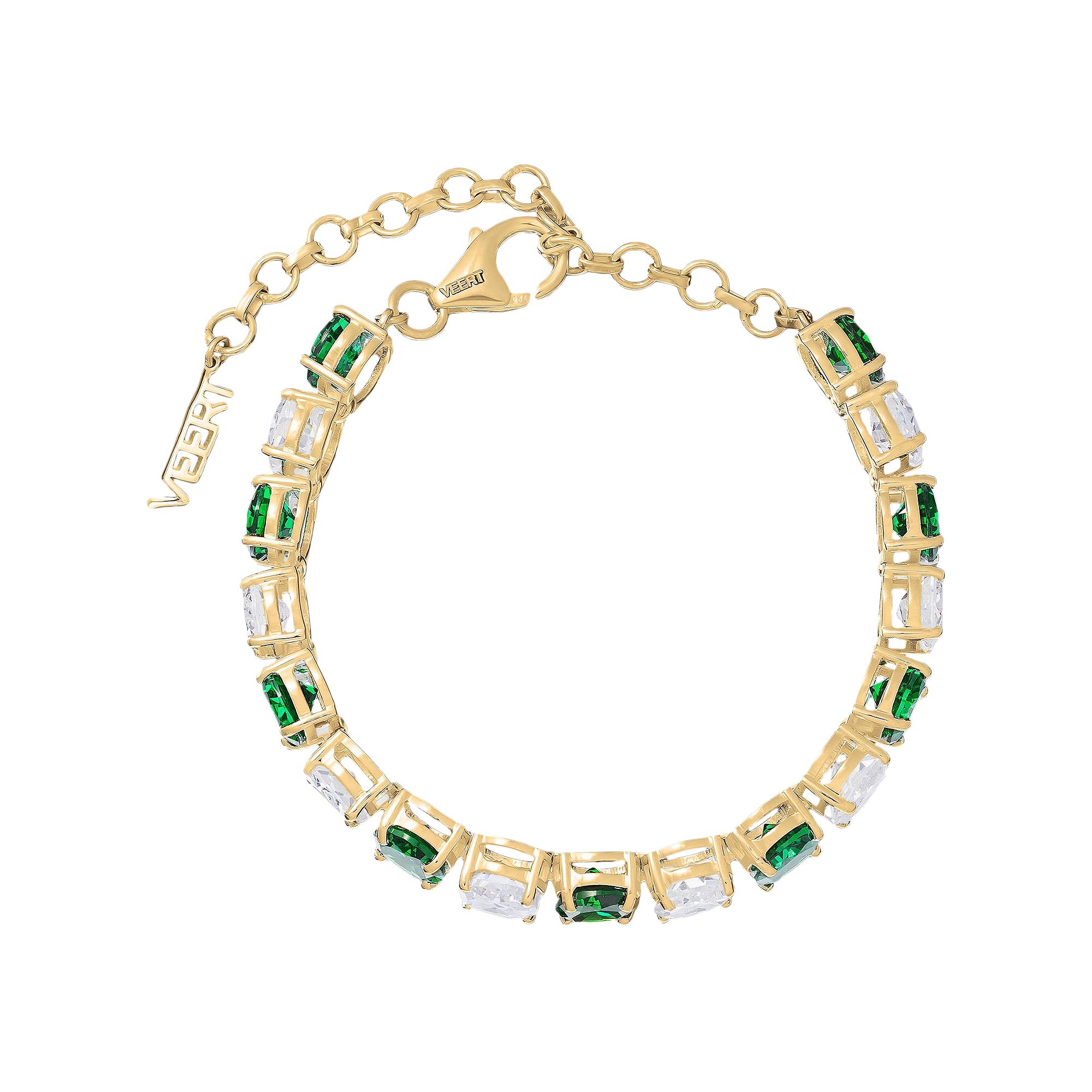 Pre-owned Veert The Clear And Green Tennis Bracelet 'yellow Gold' | Men's Size Onesize