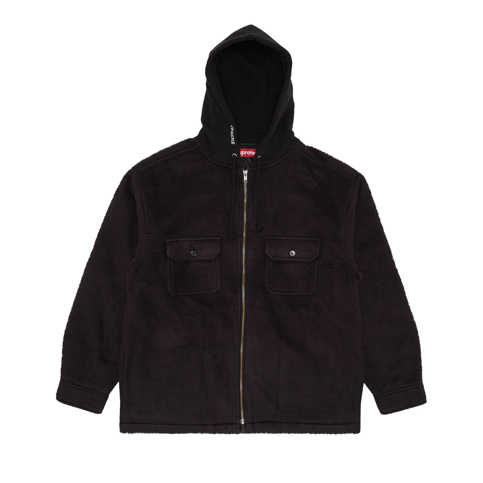 Supreme Fleece Zip Up Hooded Shirt 'Black' | Men's Size M