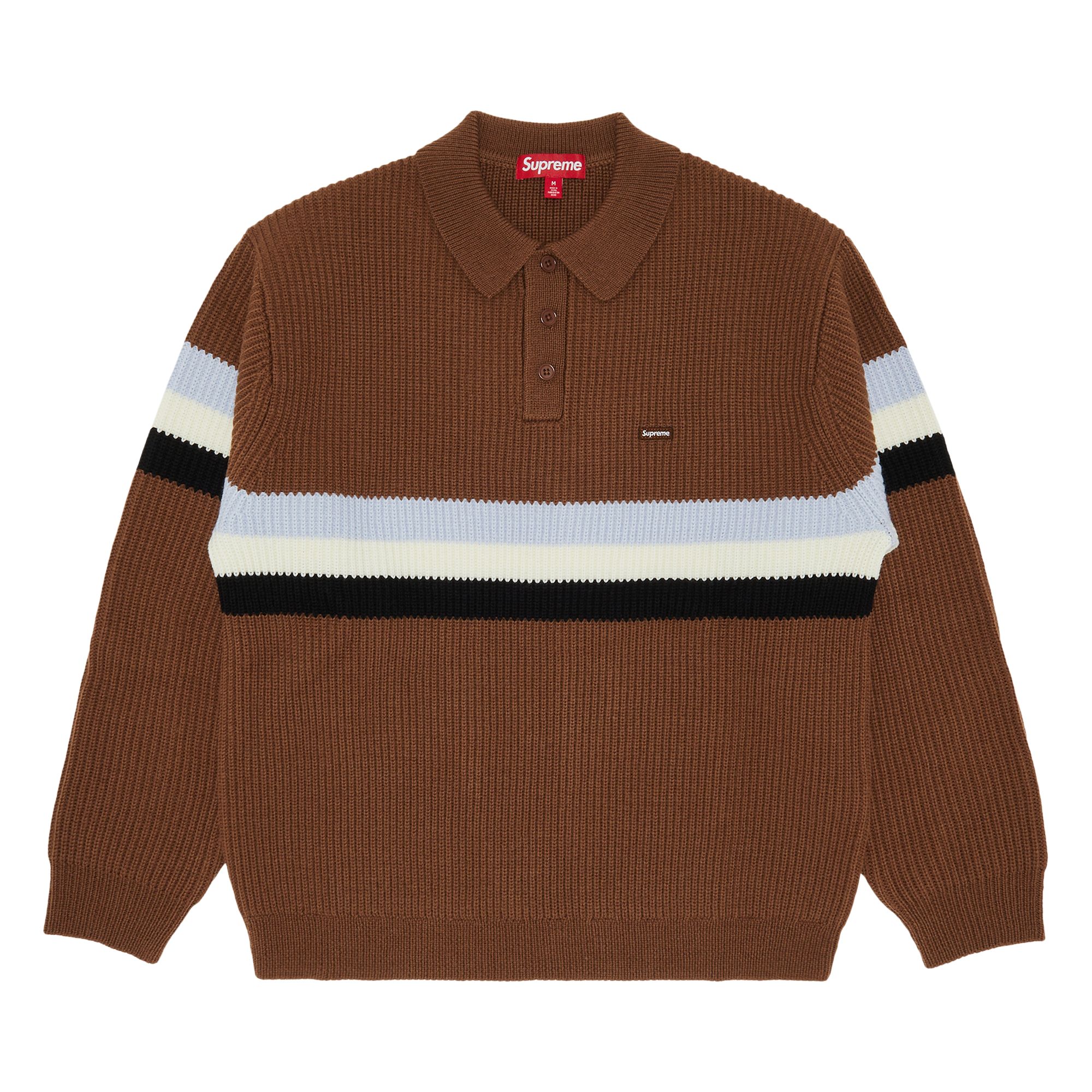 Supreme Small Box Polo Sweater 'Dark Brown' | Men's Size L
