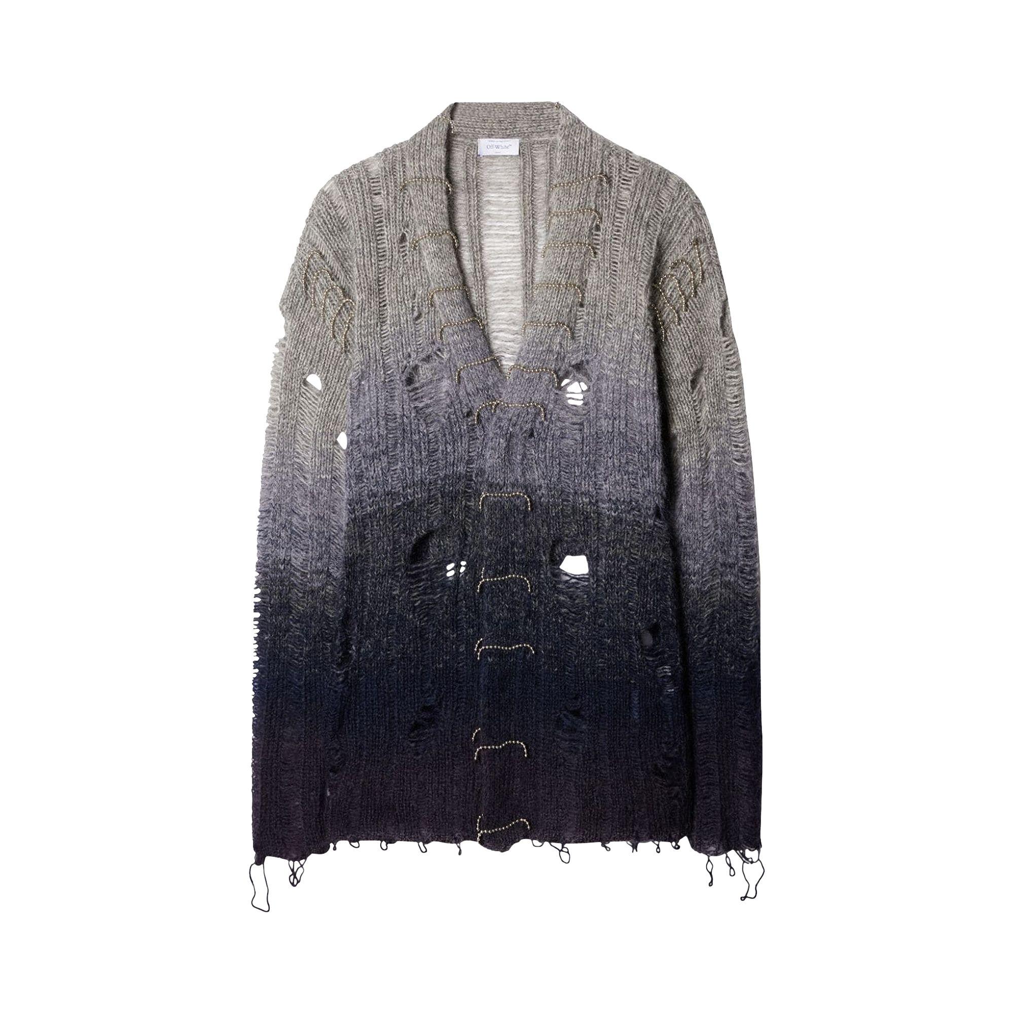 Off-White Distressed Mohair Cardigan 'Light Grey' | Men's Size M