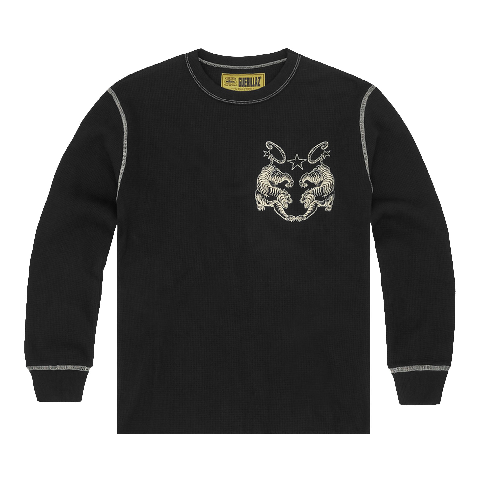 Pre-owned Corteiz Tiger Contrast Waffle Long-sleeve 'black' | Men's Size Xs