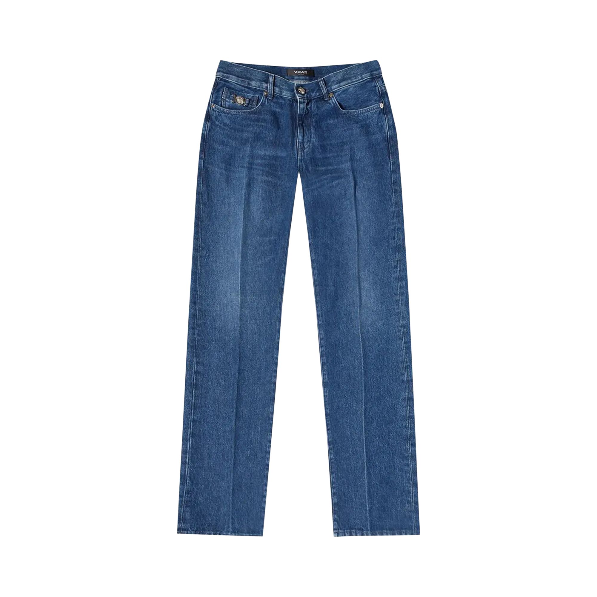 Pre-owned Versace Mitchel Fit Denim Pants 'washed Medium Blue' | Men's Size 34