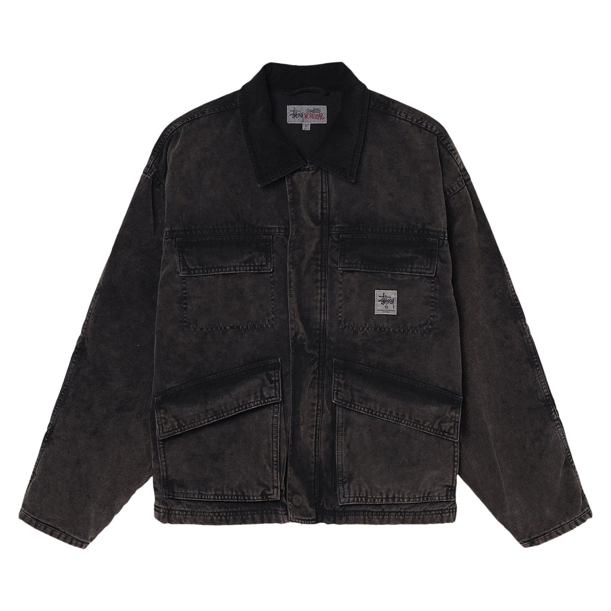 Pre-owned Stussy Distressed Canvas Shop Jacket 'black'