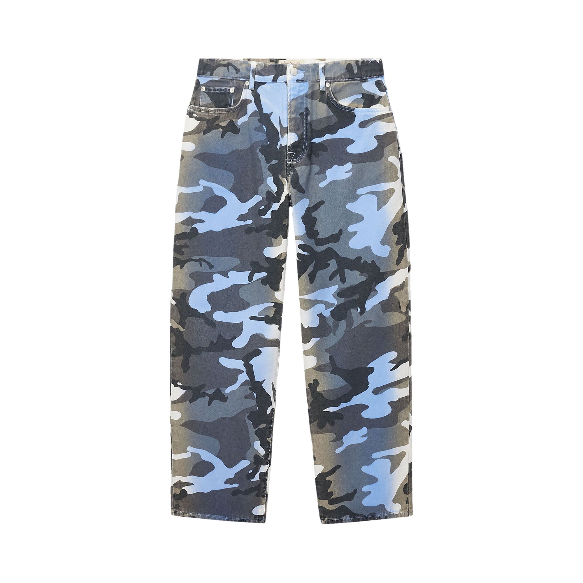 Stussy Spray Dye Canvas Big Ol' Jean 'Blue Camo' | Multi-Color | Men's Size 36