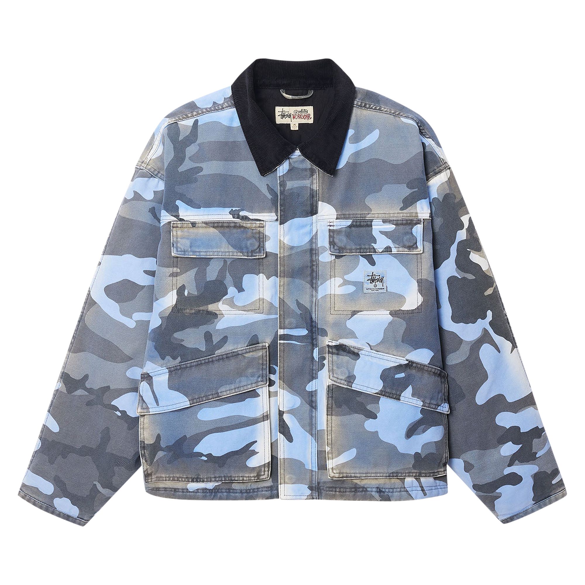 Stussy Spray Dye Canvas Jacket 'Blue Camo' | Multi-Color | Men's Size S