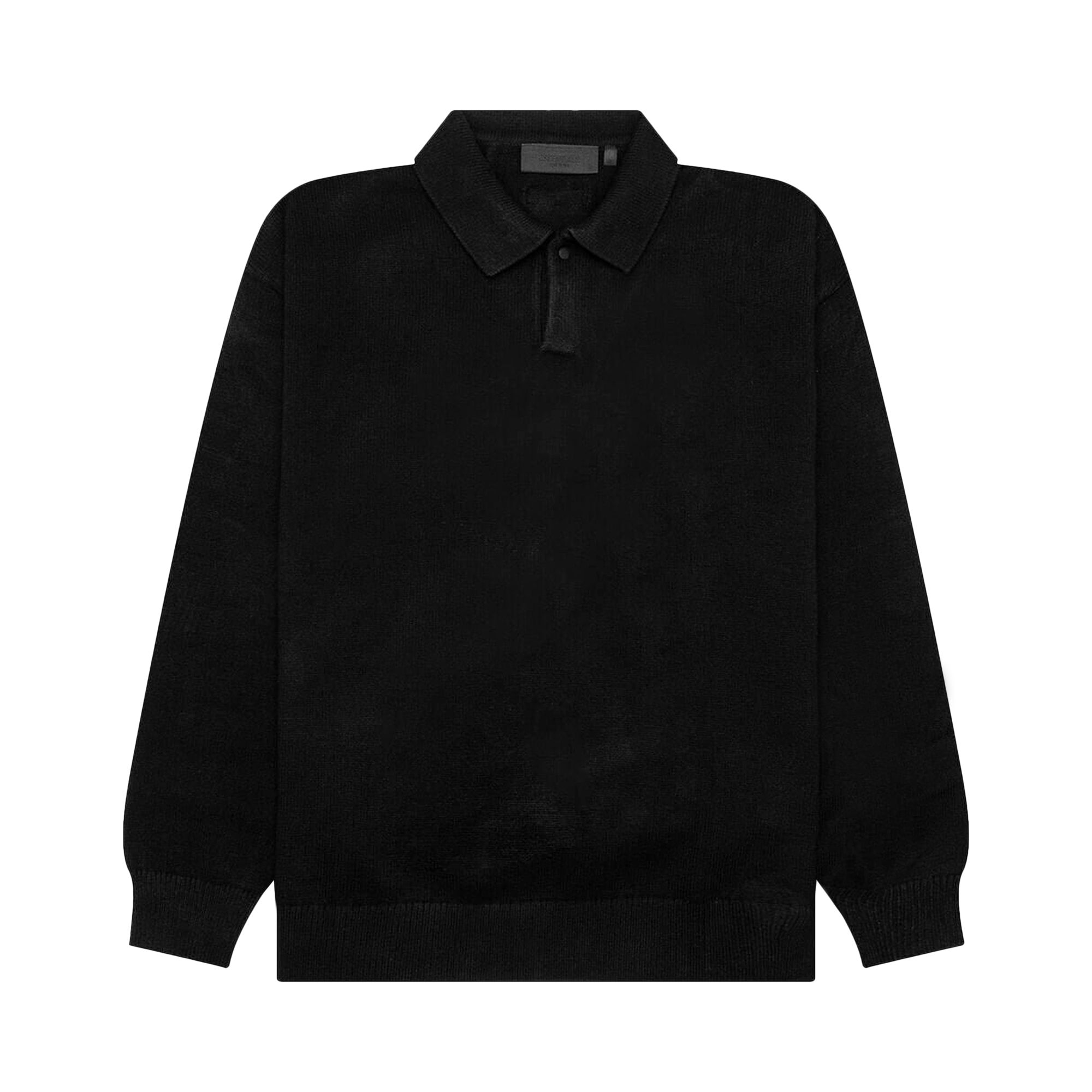 Fear of God Essentials Knit Polo 'Jet Black' | Men's Size L