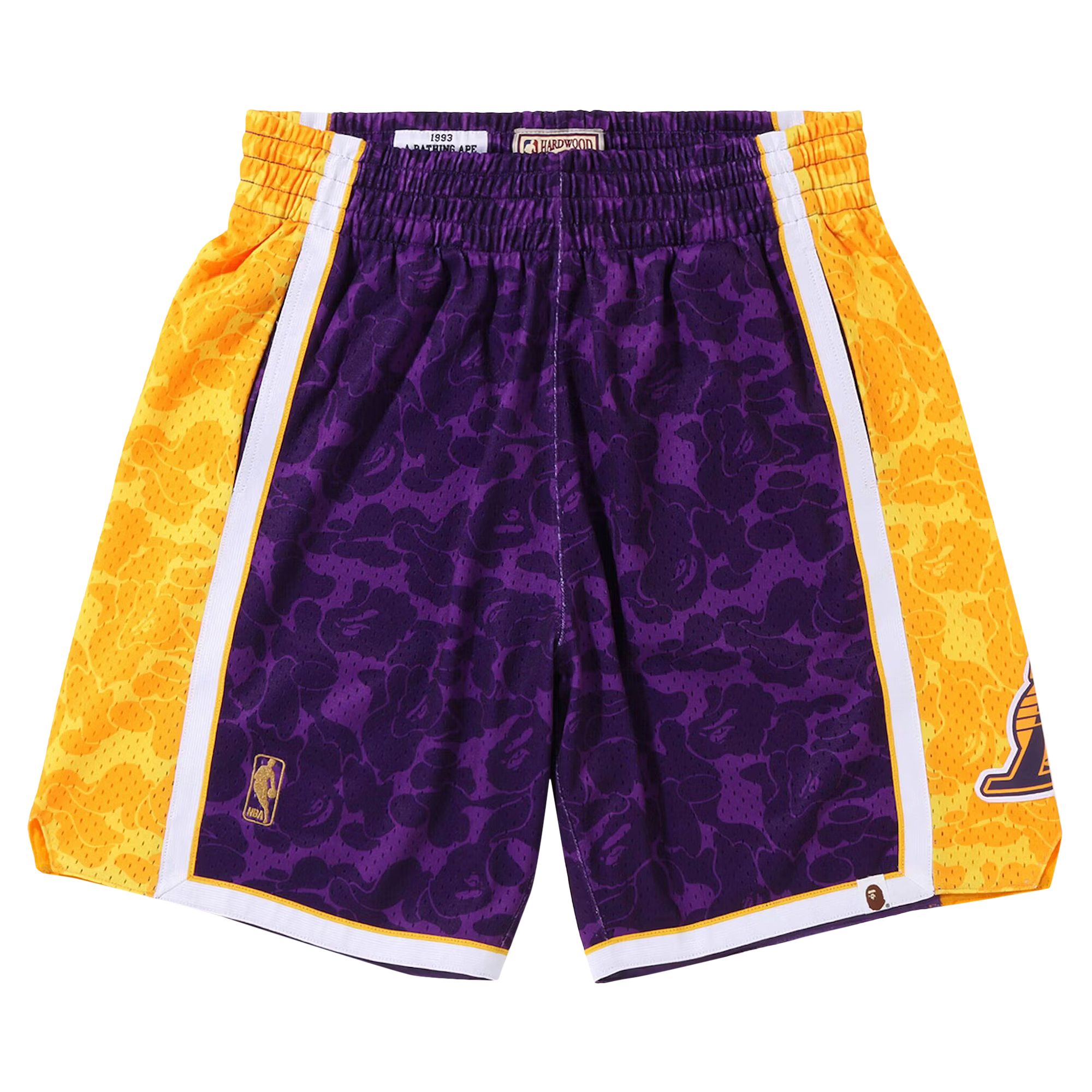 Pre-owned Bape X Mitchell & Ness Los Angeles Lakers Shorts 'purple'