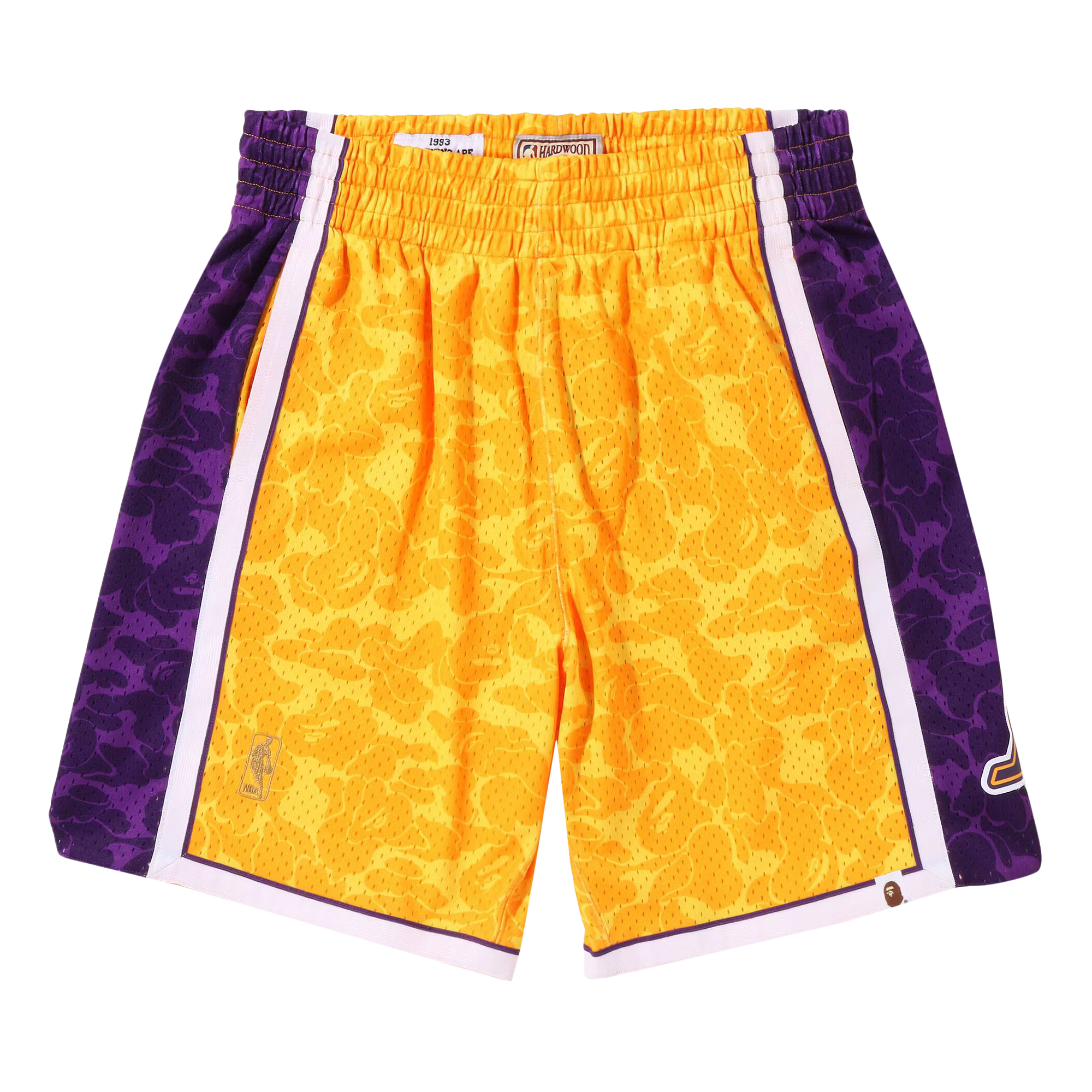 Pre-owned Bape X Mitchell & Ness Los Angeles Lakers Shorts 'yellow'