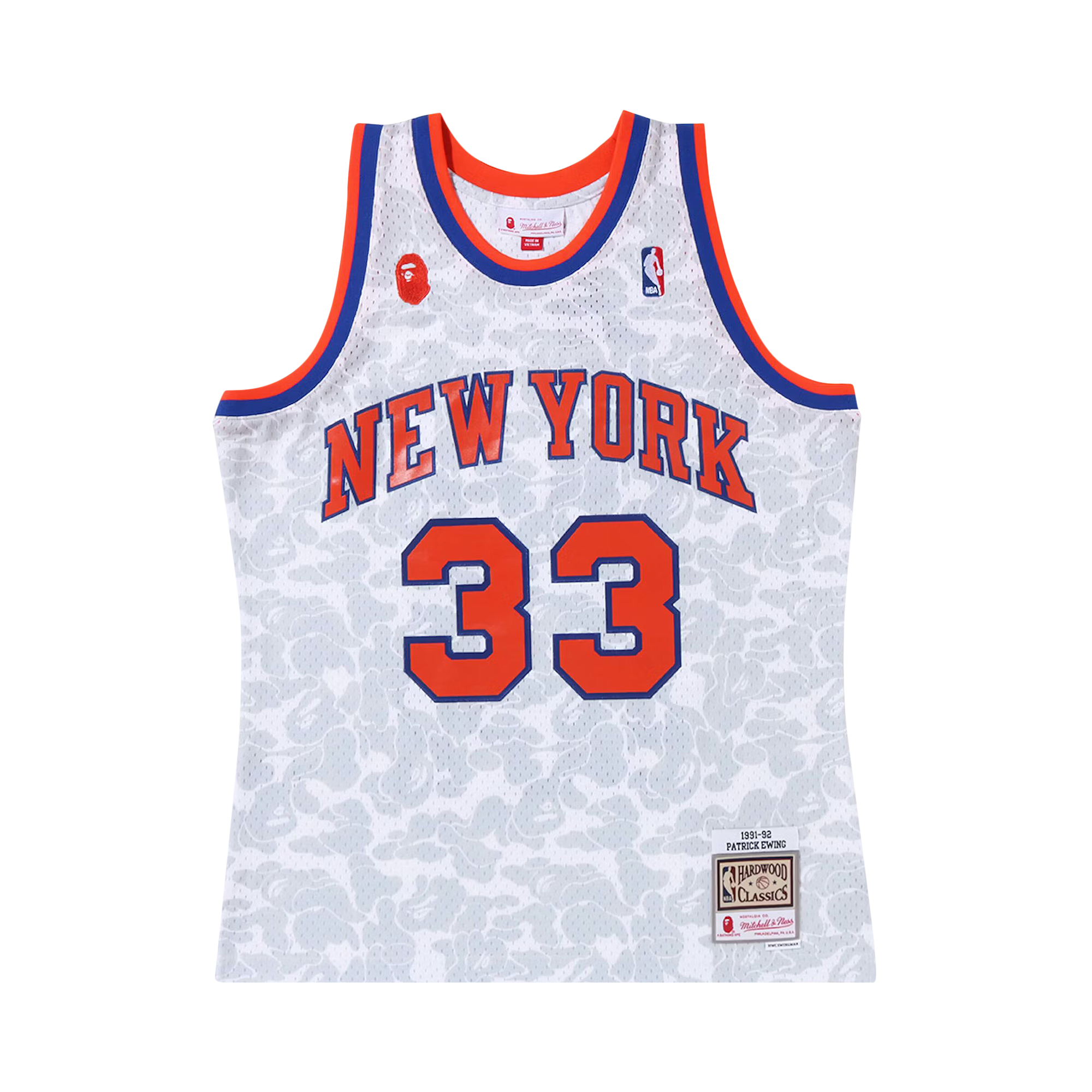 Pre-owned Bape X Mitchell & Ness New York Knicks Ewing Jersey 'white'