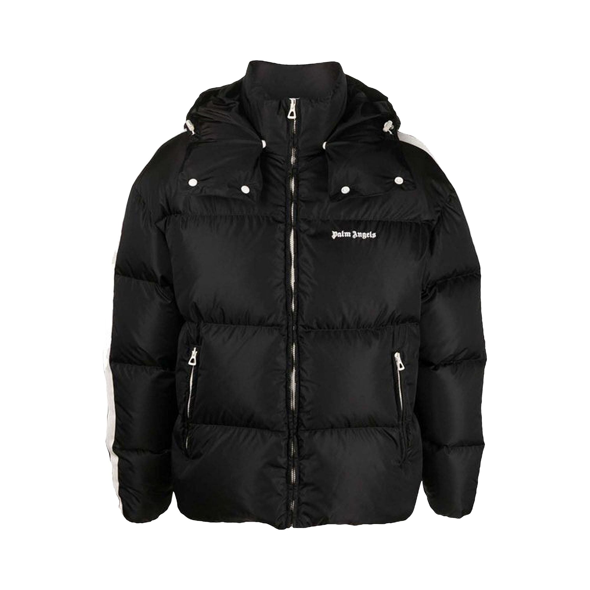 Palm Angels Hooded Track Down Jacket 'Black/White' | Men's Size M
