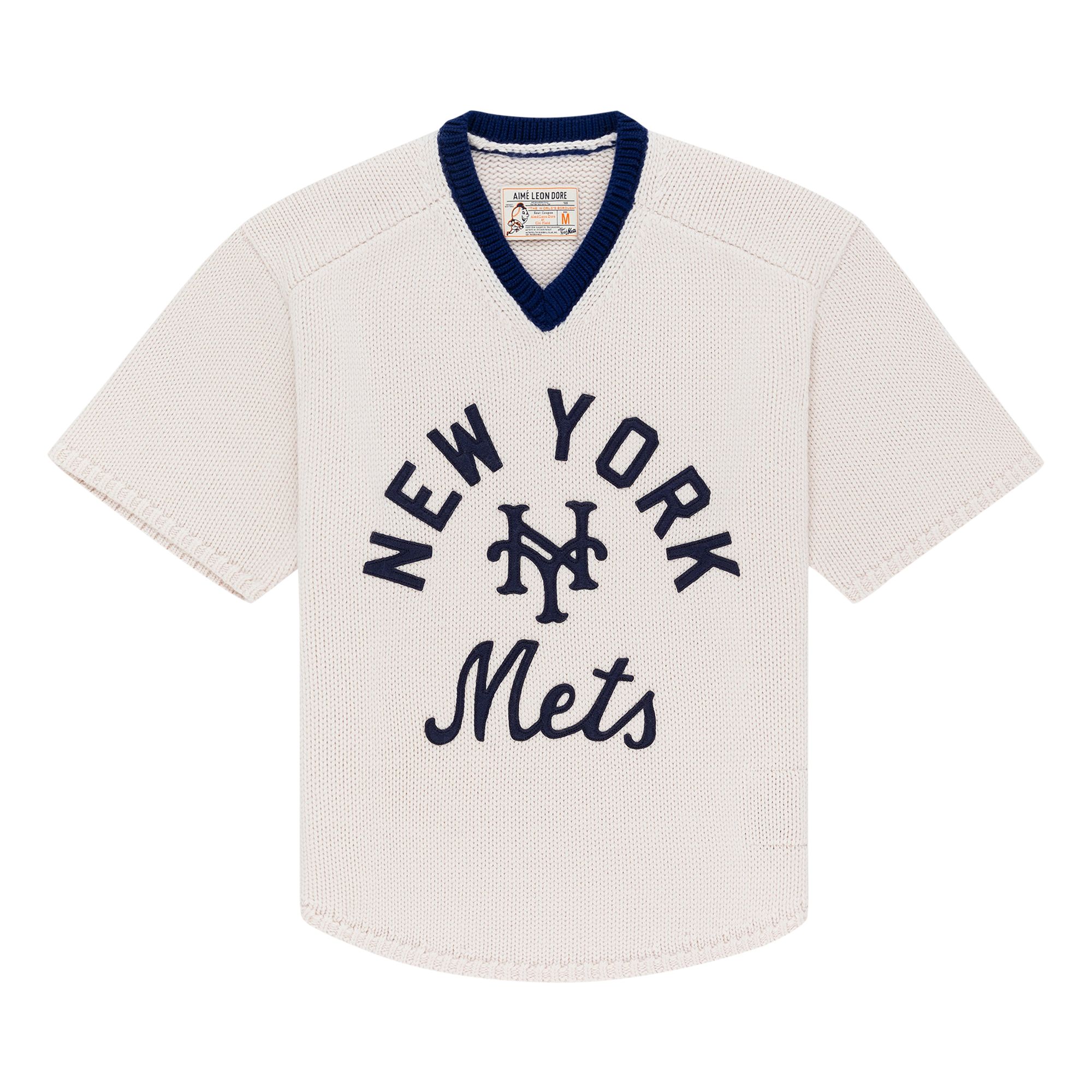 Pre-owned Aimé Leon Dore X New York Mets Short-sleeve Knit Sweater 'pristine' | White | Men's Size M