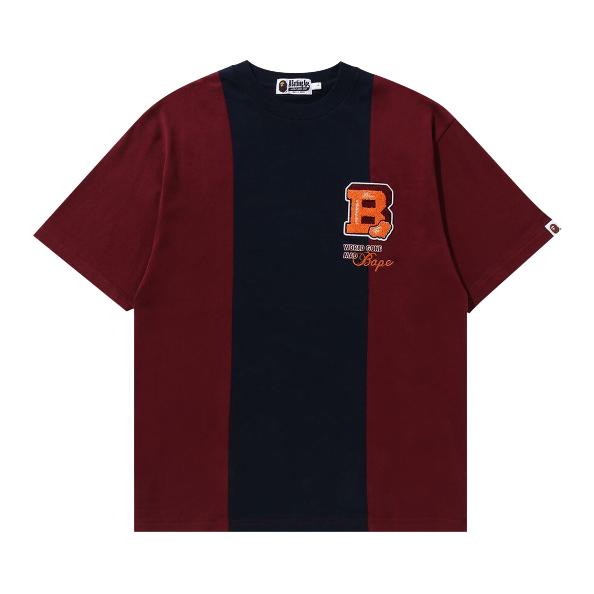 BAPE Badges Color Blocking Tee 'Navy' | Blue | Men's Size L