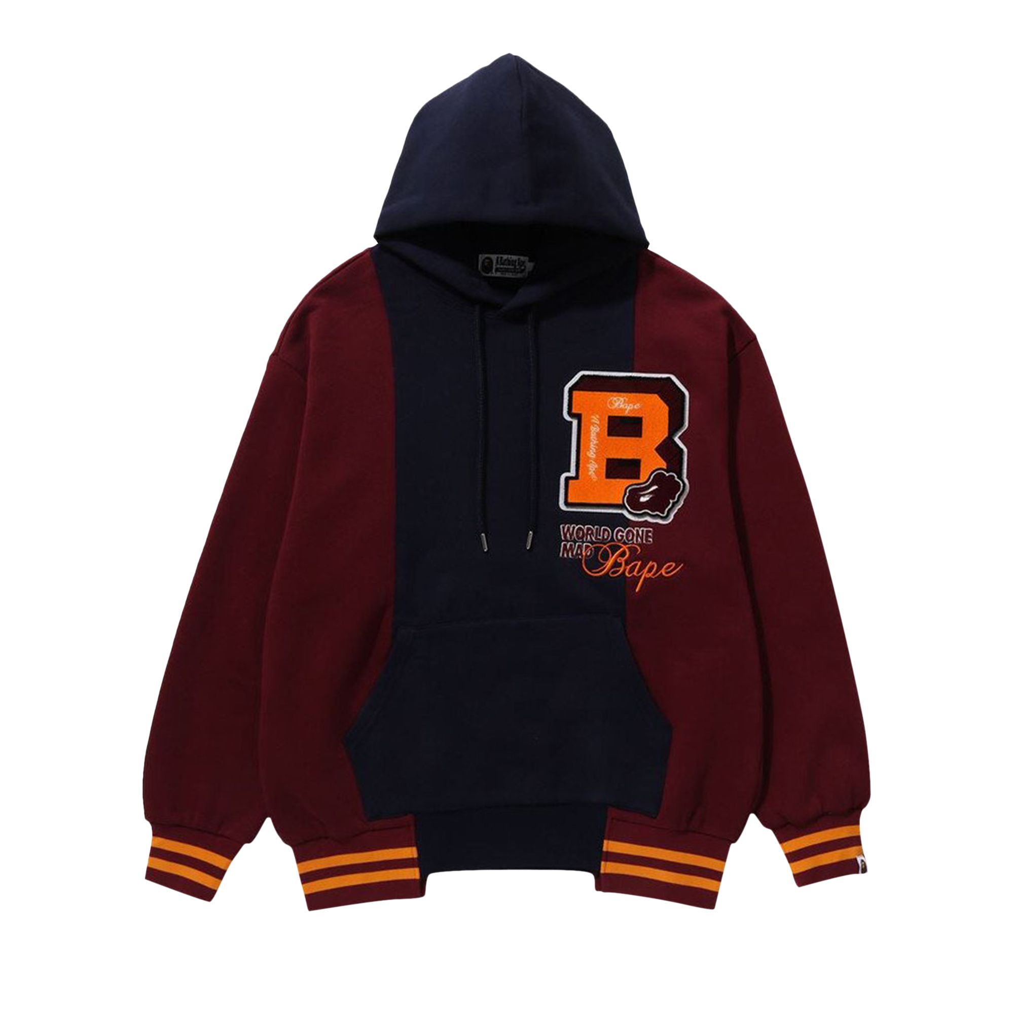 BAPE Badges Color Blocking Hoodie 'Navy' | Blue | Men's Size XL