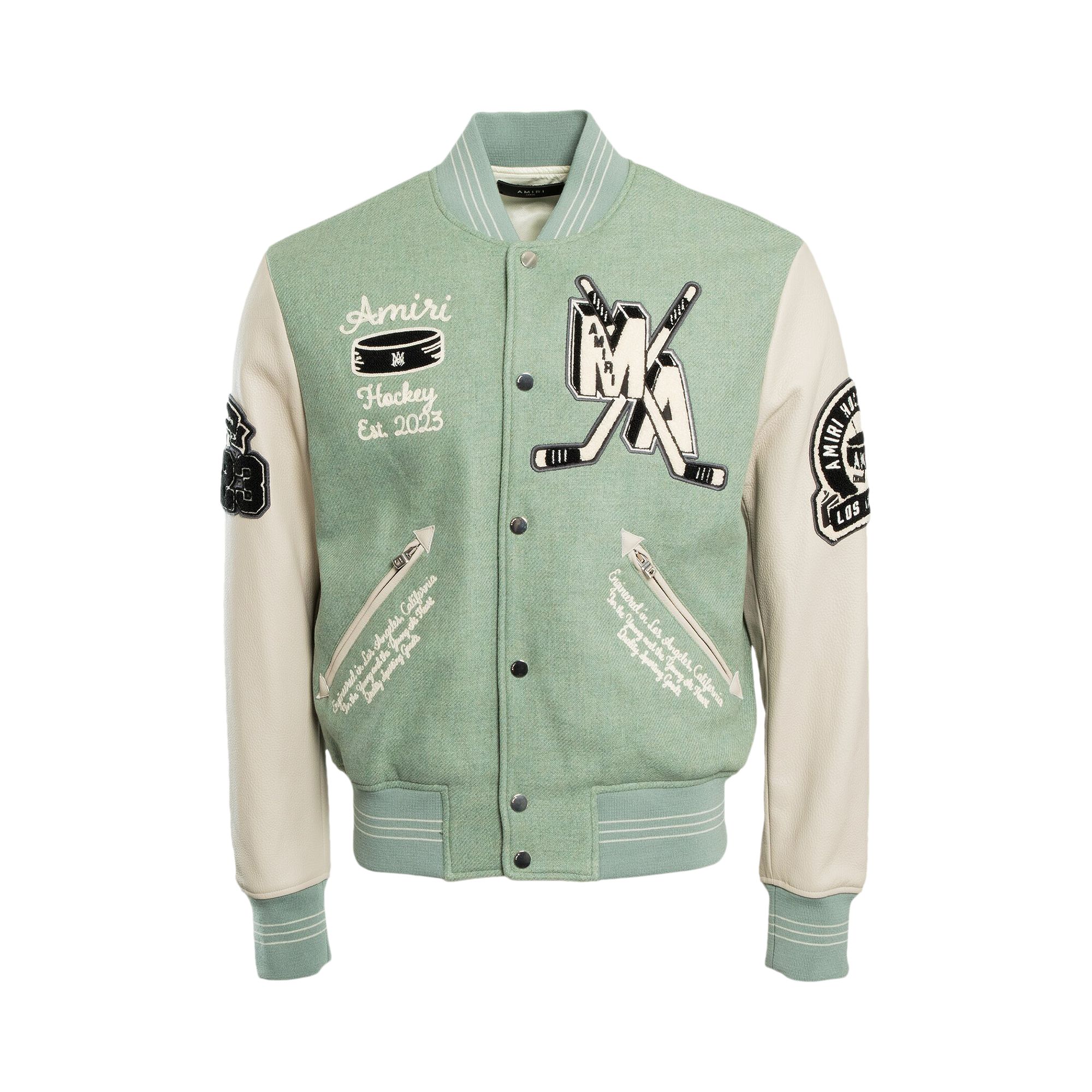 Pre-owned Amiri Hockey Varsity Bomber 'frosty Green' | Men's Size M