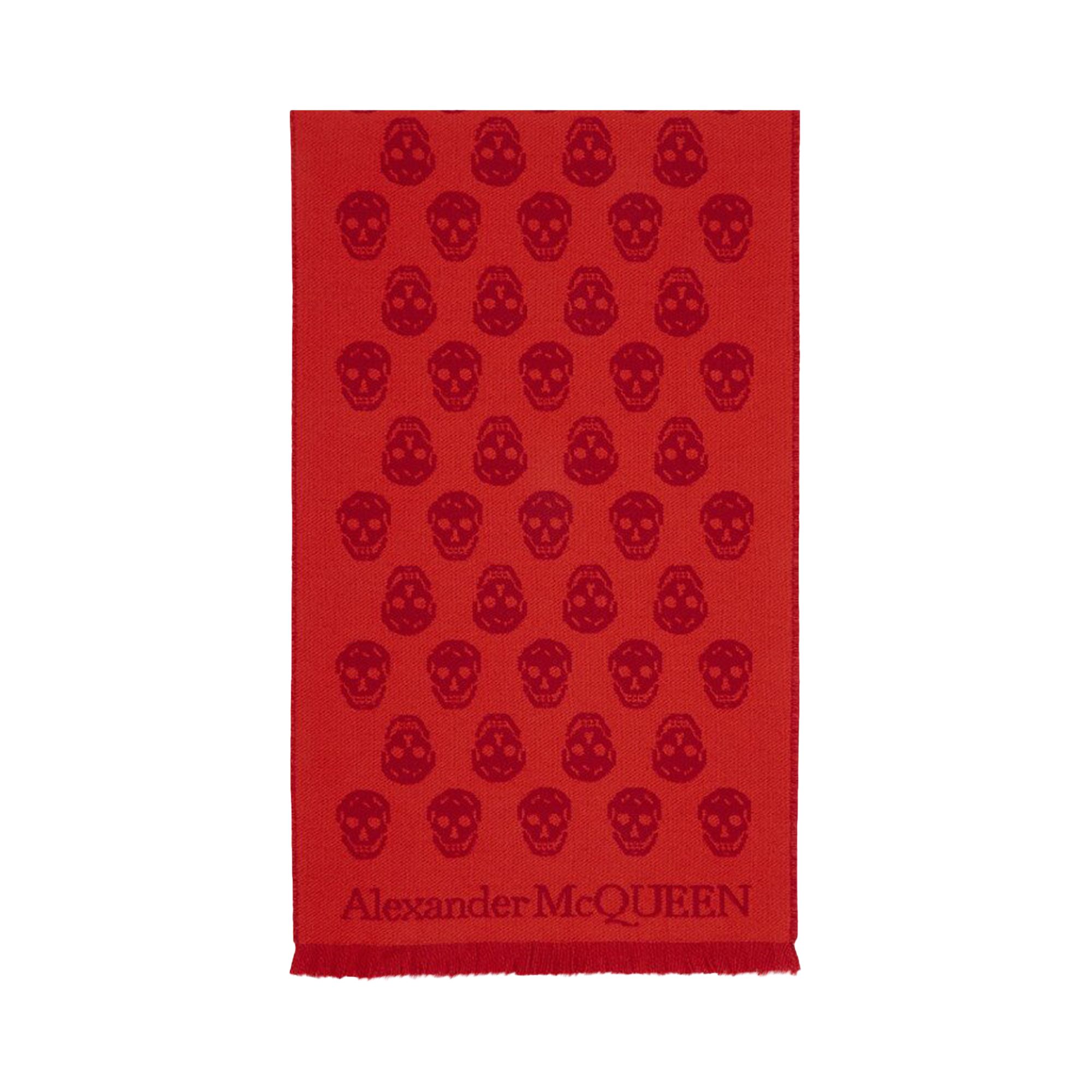 Pre-owned Alexander Mcqueen Skull Wool Scarf 'bordeaux Red' | Women's Size Onesize
