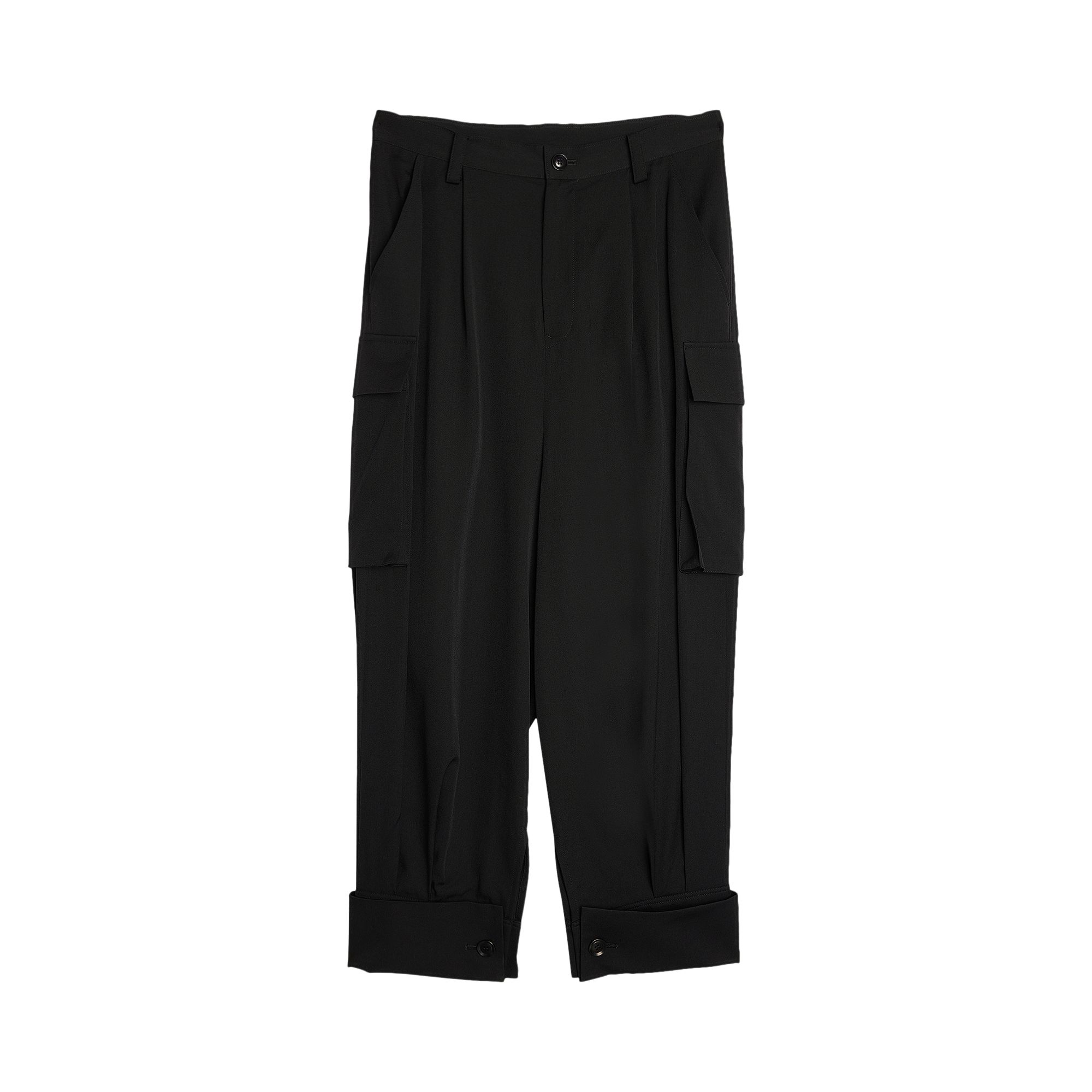 Pre-owned Y's Gabardine Cuffed Hem Cargo Pants 'black' | Women's Size 1