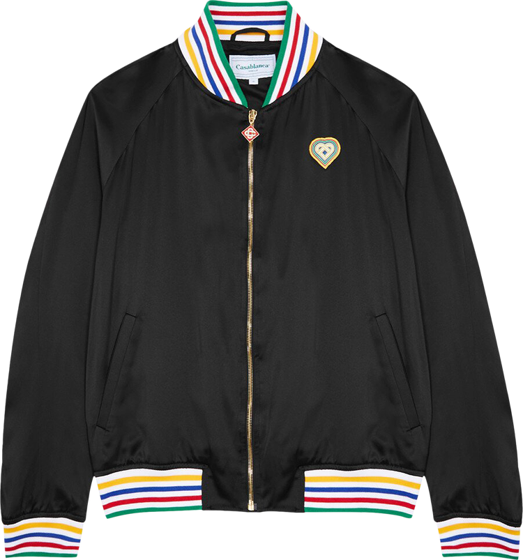 Buy Casablanca Silk Souvenir Jacket 'Black' - MF23 JK 031 01 BLAC | GOAT