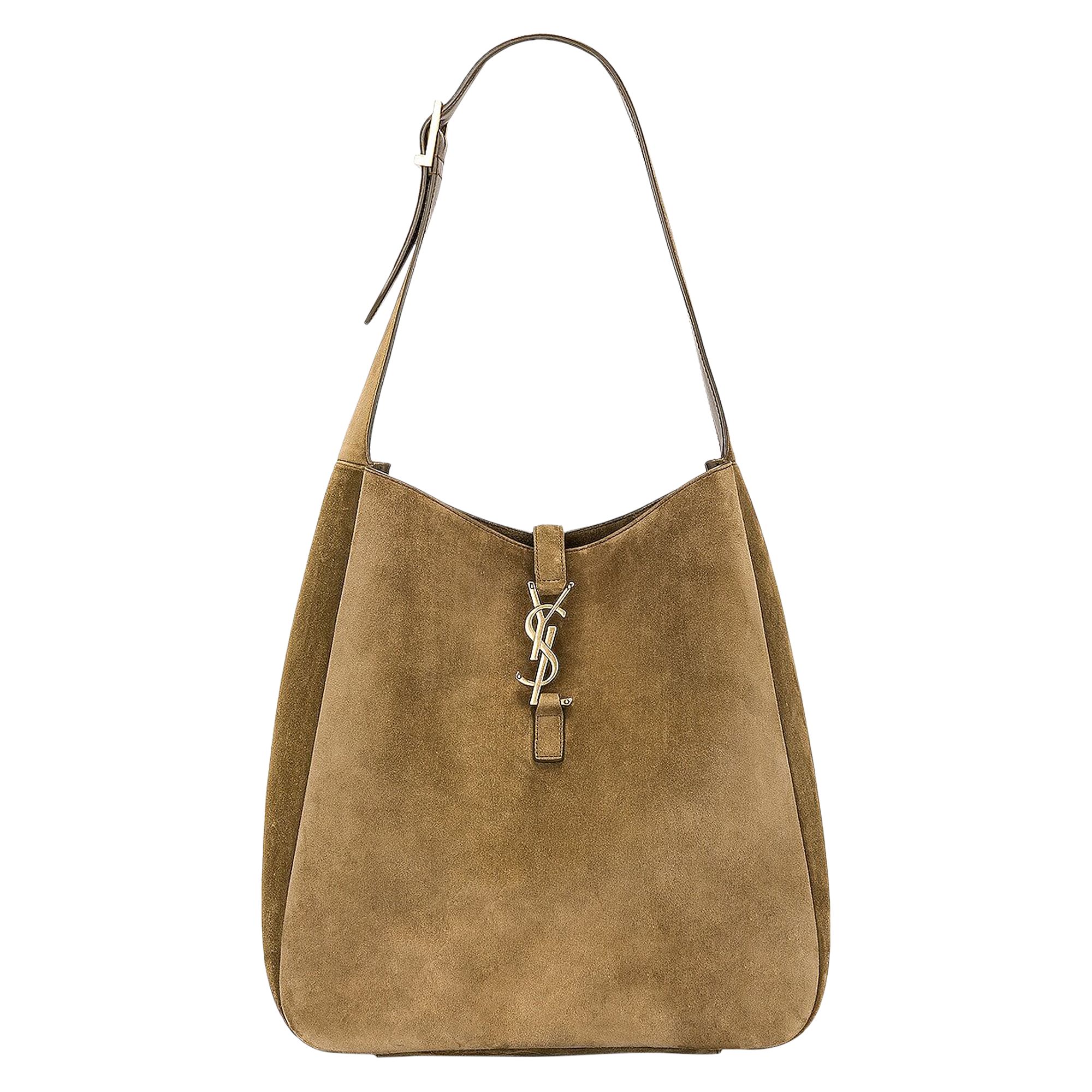 Pre-owned Saint Laurent Large Le 5 À 7 Suede Shoulder Bag 'new Barley' In Brown