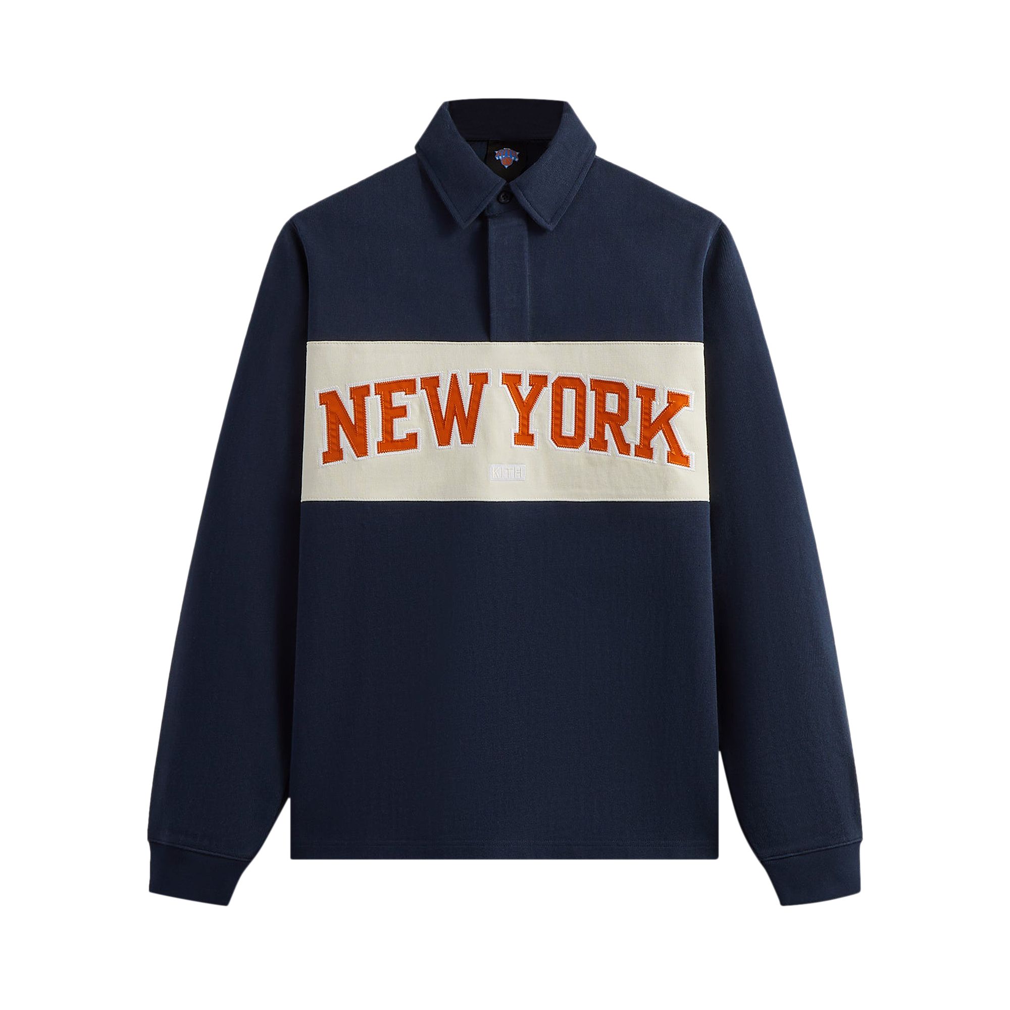 Pre-owned Kith For The New York Knicks Long-sleeve Rugby Shirt 'nocturnal' | Blue | Men's Size L