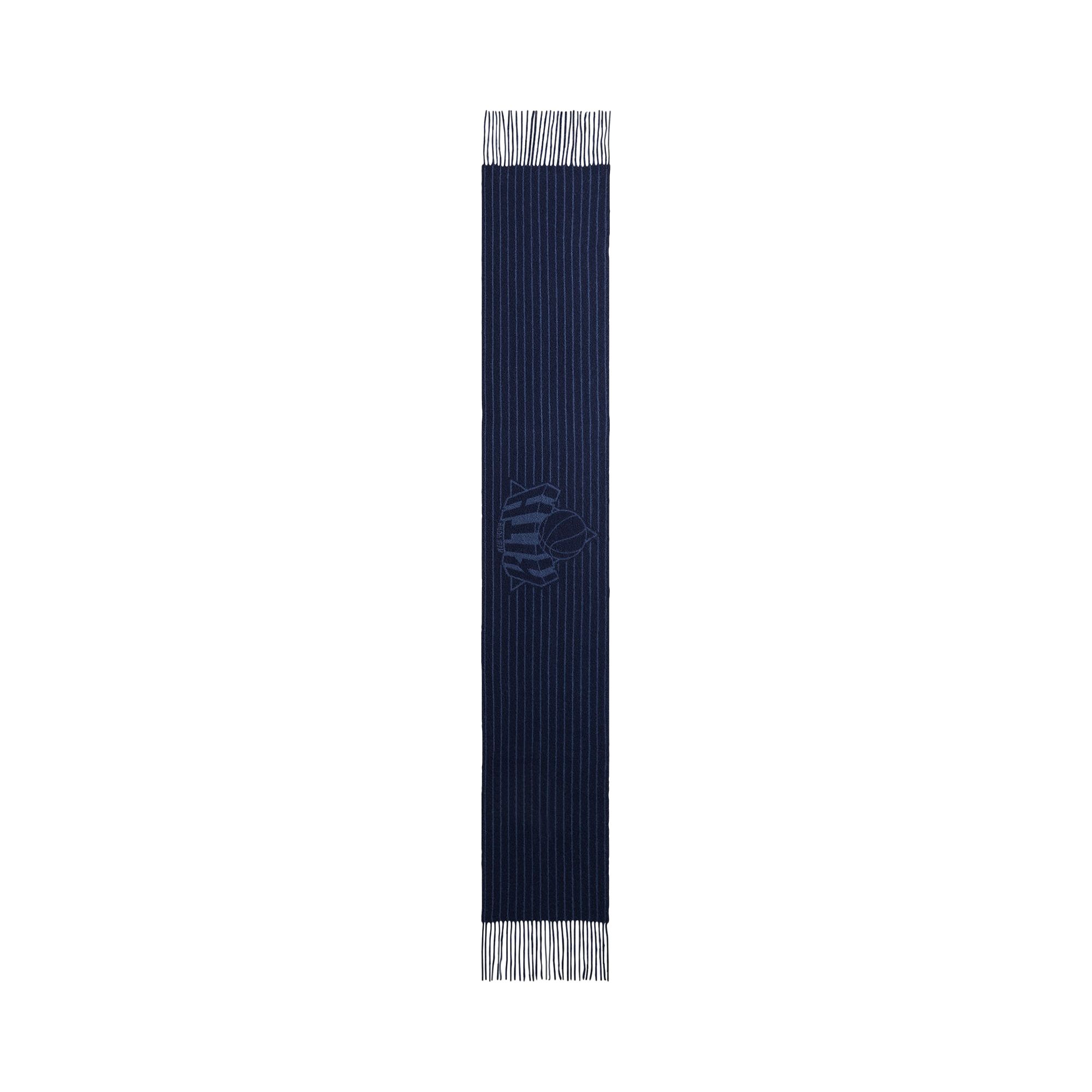 Pre-owned Kith For The New York Knicks Pinstripe Jacquard Scarf 'nocturnal' | Blue | Men's Size Onesize