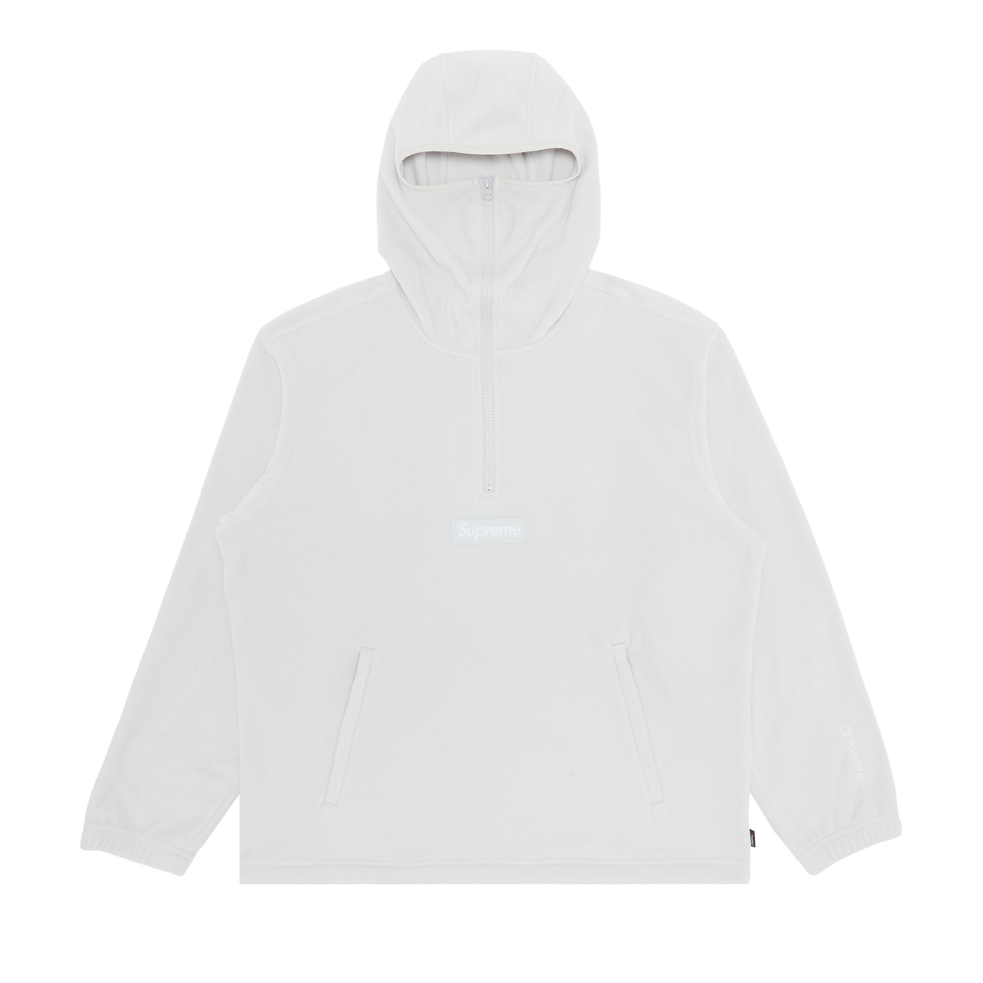 Supreme Polartec Facemask Half Zip Hooded Sweatshirt 'Light Grey' | Men's Size 2XL