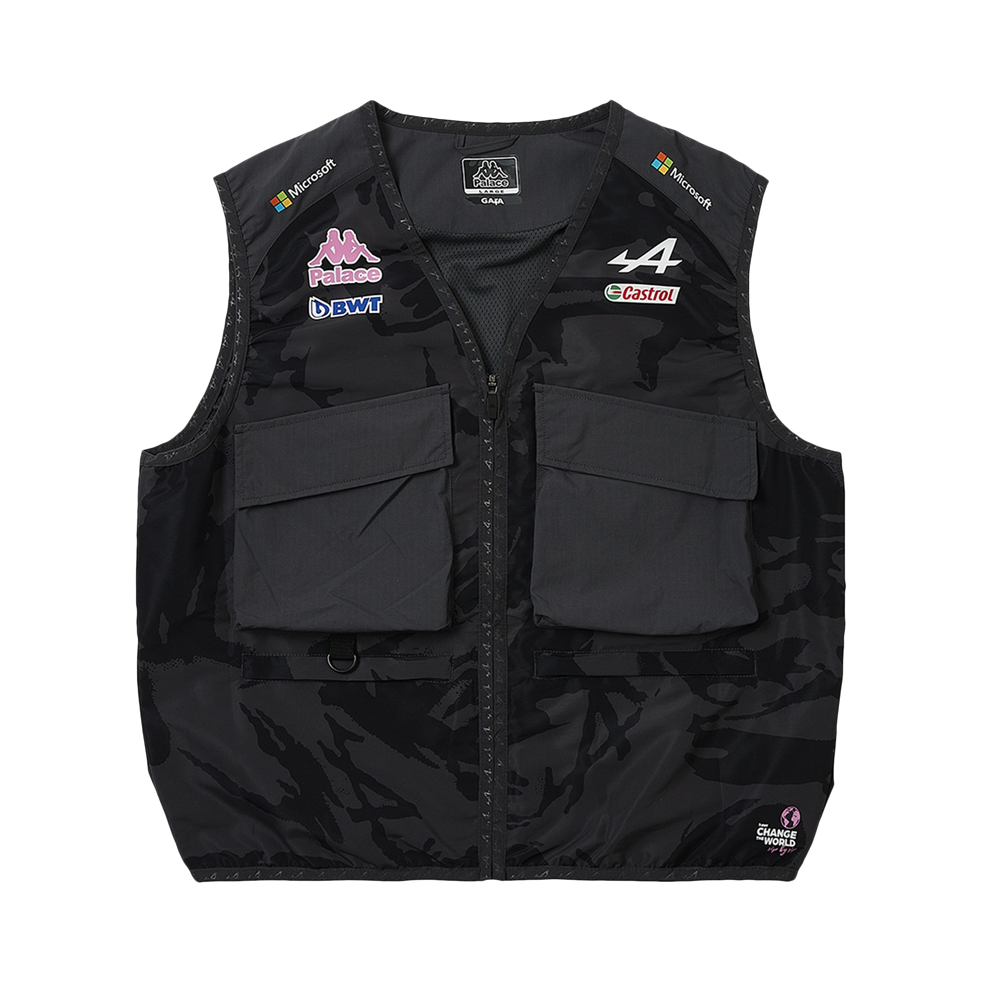 Pre-owned Palace X Kappa For Alpine Pit Vest Bodywarmer 'night Desert Camo' In Black