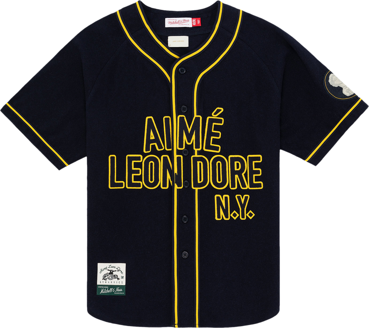 Buy Aimé Leon Dore x Mitchell & Ness Team Baseball Jersey 'Navy ...
