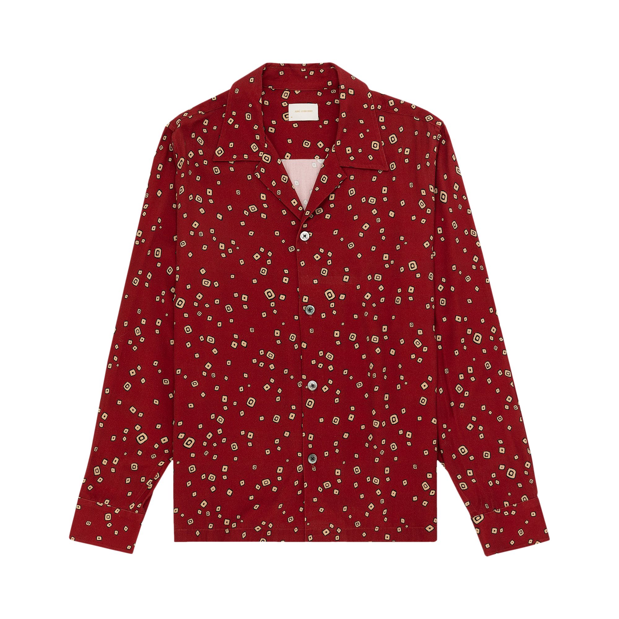 Pre-owned Aimé Leon Dore Long-sleeve Twill Leisure Shirt 'geo Cube' | Red | Men's Size L
