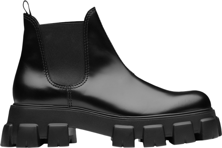 Prada Monolith Brushed Leather Chelsea Boot 'Black'