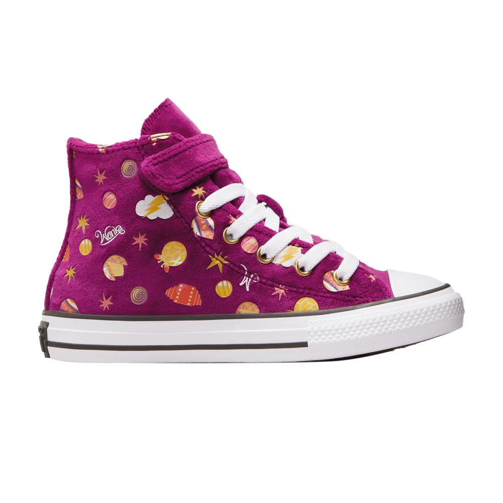 Pre-owned Converse Willy Wonka X Chuck Taylor All Star Easy On High Ps 'all-over Candy Print' | Purple | Kid's
