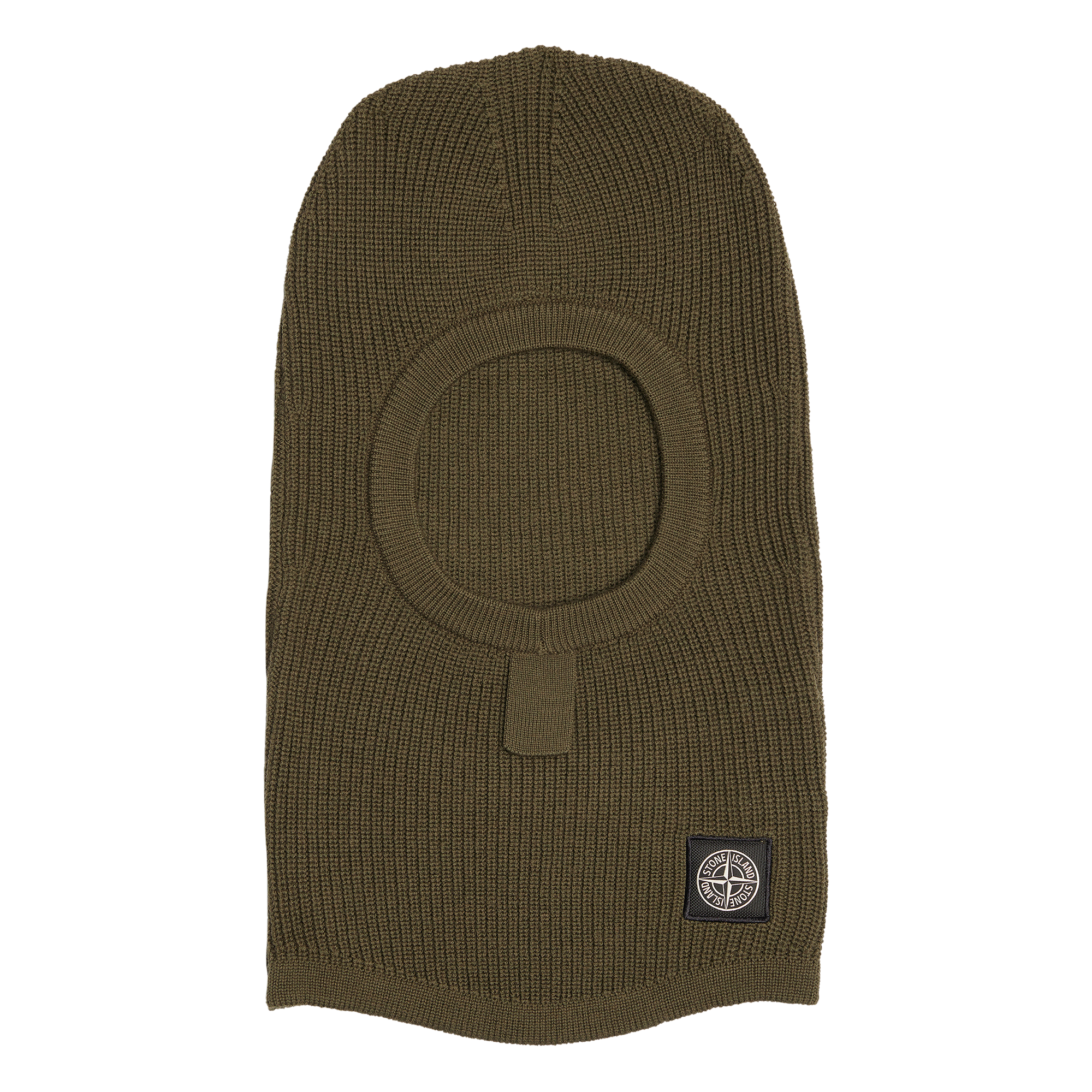 Pre-owned Stone Island Patch Logo Wool Balaclava 'olive' In Green