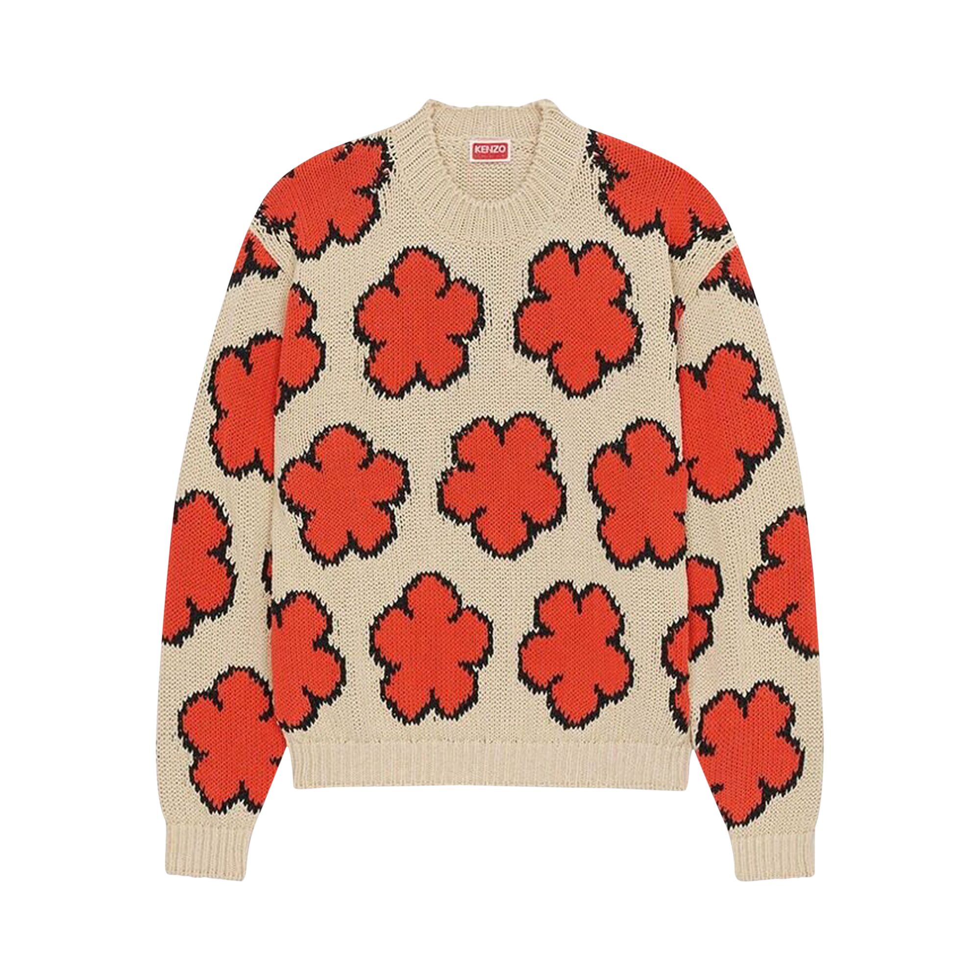 Kenzo Boke Flower Intarsia Knit Jumper 'Red' | Women's Size L
