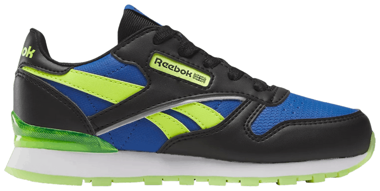 Reebok Classic Leather Step n Flash Little Kid Black Laser Lime