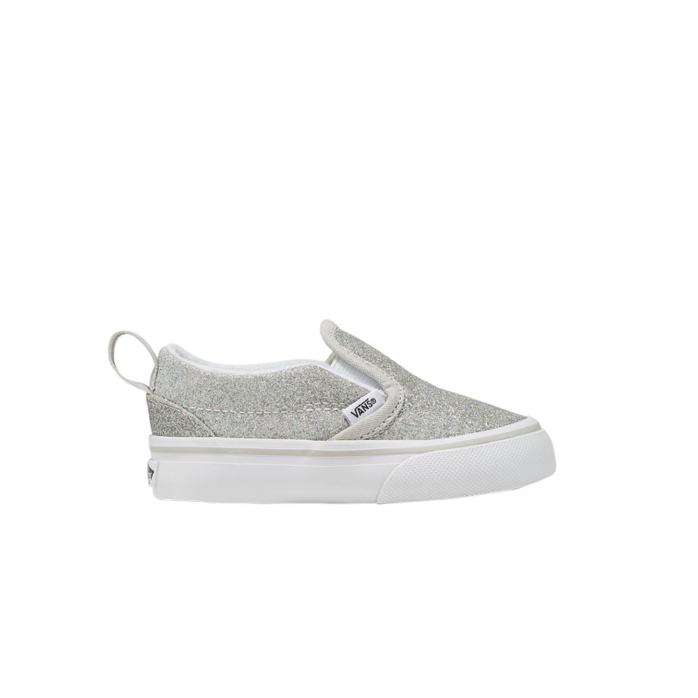 Pre-owned Vans Slip-on V Toddler 'glitter - Silver' | Infant Size 5.5
