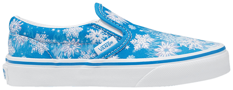 Vans Classic Slip On V Kids Snowflakes   Winter Wonderland Blue